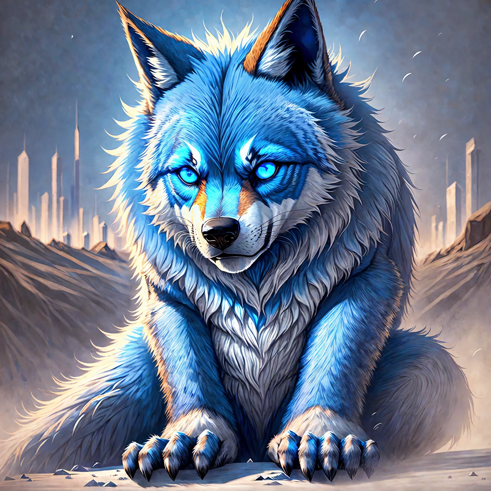 Werewolf with blue eyes, looking calm --auto --s2
