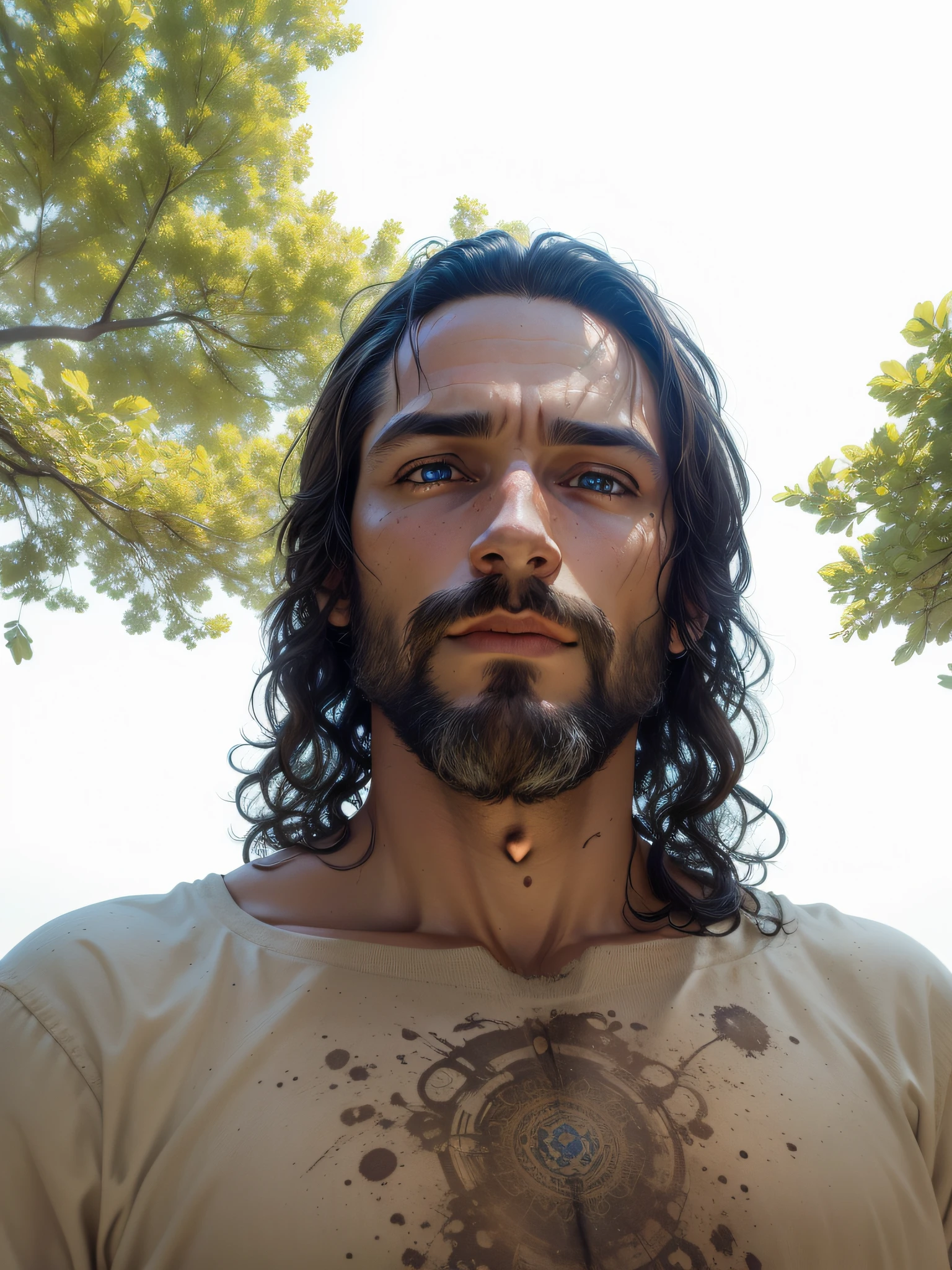 men 40 yr old as a tarzan ,rustic men, universe background,medium brown hair,DMT, Sacred, psychedelic , psychedelic design, Aura, becoming spiritual, ultrarealistic photorealistic, 8k, artstation.The artwork should have photo-realistic, ultra-realistic, hyper-realistic, ethereal random color Power Rage, 3d anime style vector, 3d full shot, standing pose, cosmic, outer space, and fire colors Artwork styles, highly detailed, highly detailed symmetric beautiful hazel eyes, highly detailed gorgeous face, dynamic pose, ethereal, mystical, splatter drippings, paper texture, pulp Manga, and perfect shading, with dramatic lighting. The artwork should be centered, stylized, and elaborate. --auto --s2