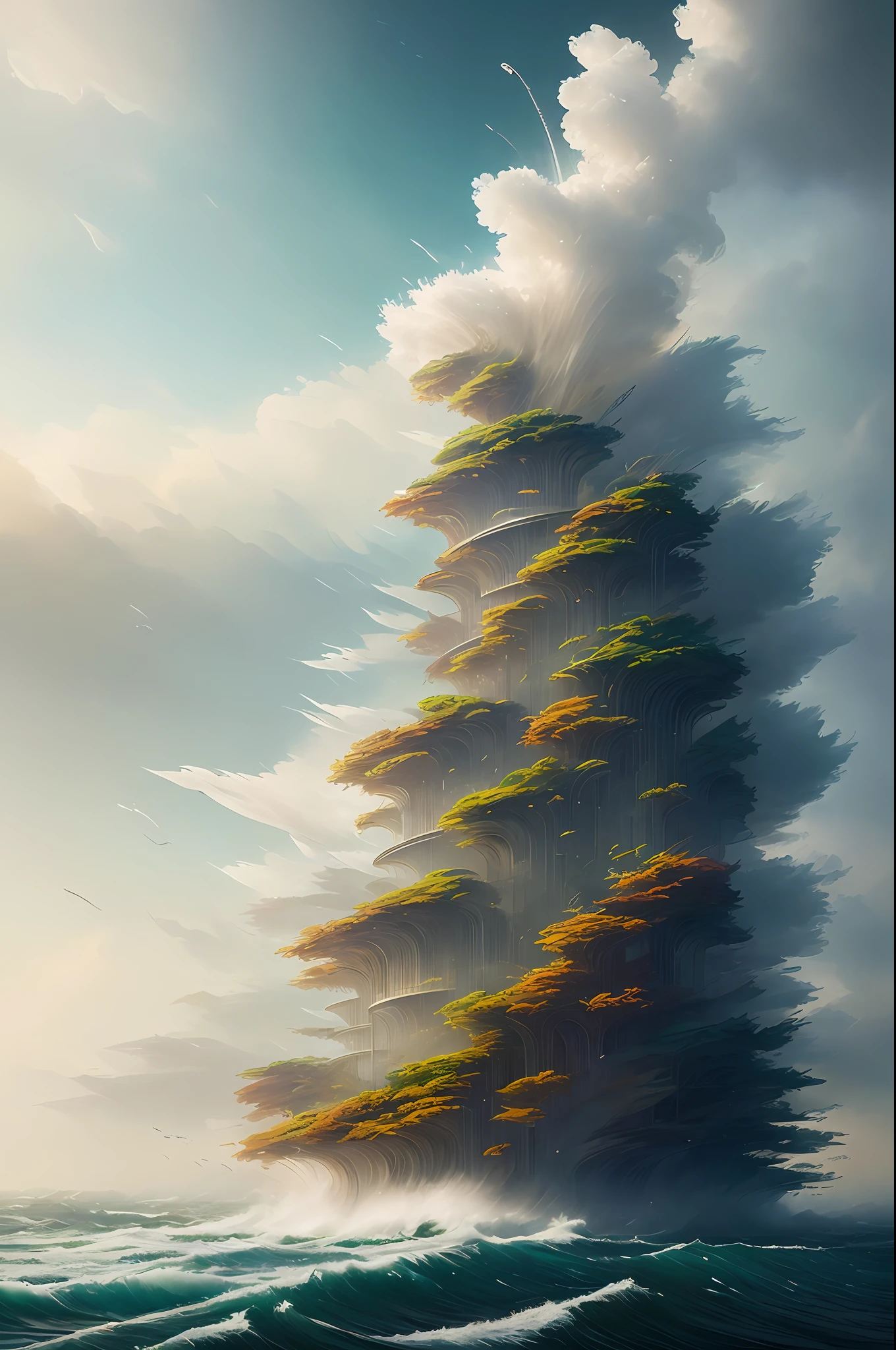 Where the Wind Meets the Water, steam, spiral, tornado, synesthesia, ethereal, tangled, trend in artstation, sharp focus, studio photo, intricate details, highly detailed, by Greg Rutkowski