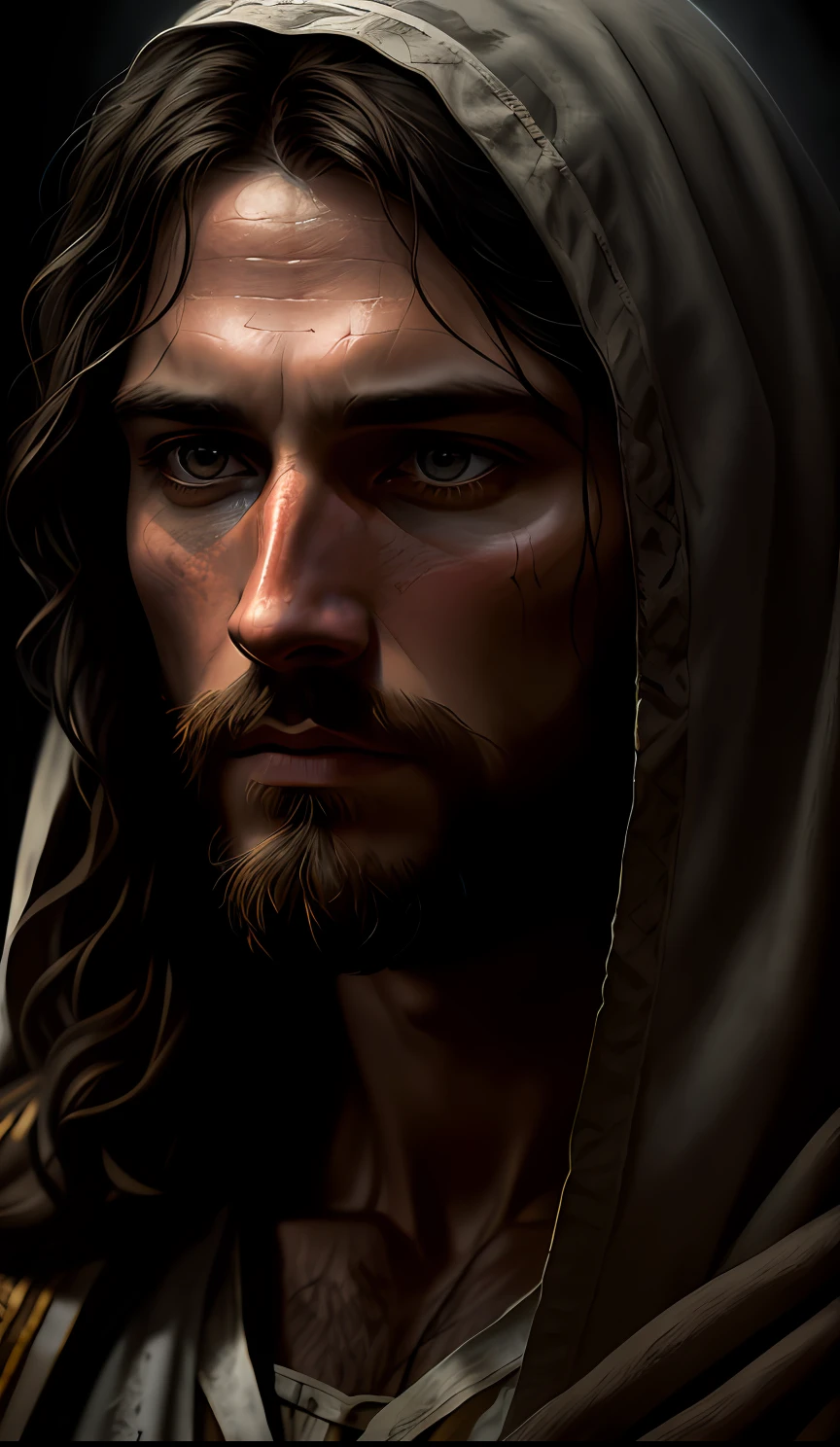 JESUS CHRIST DARK PHOTO: realistic epic, soft cinematic portrait, adobe lightroom, photographic lab, highly detailed, faded, (neutral colors: 1.2), (hdr: 1.4) , (soft colors:1.2), hyperdetailed, (artstation:1.4), cinematic, warm lights, dramatic light, (intricate details:1.1), complex background, (rutkowski:0.66), (blue and orange:0.4)
