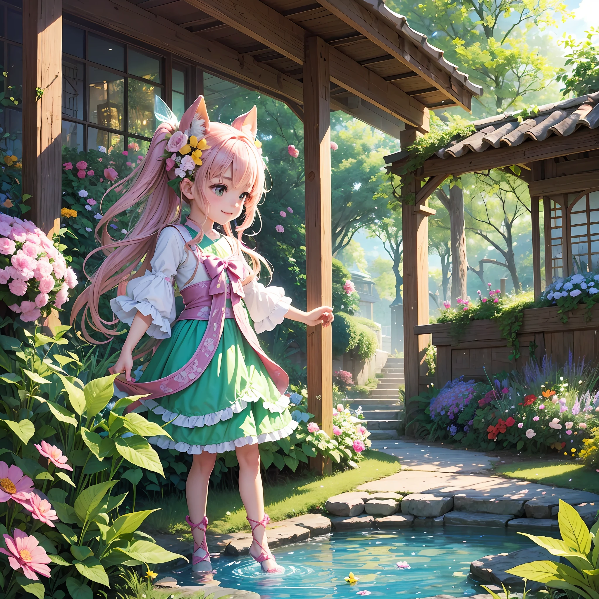 Kame-chan walked into the garden excitedly. Colorful flowers were blooming there, and a sweet aroma was in the air. The pink, blue, and yellow flowers welcomed Kame and seemed to be smiling.
In the garden also lived many five little fairies. As Kame-chan approached, the fairies began to dance. They had sparkling feathers and greeted Kame-chan with a cute smile.
"Welcome, Kame-chan, enjoy your adventure to the garden," the fairies sang as they guided Kame-chan. Kame-chan explored the garden with the fairies and learned the names of the flowers and the secrets of the fairies.
The garden was filled with fun and mysterious magic, and Kame-chan was filled with the beauty of nature and the kindness of the fairies. What awaits in the garden from now on, Kame-chan's adventure will continue.