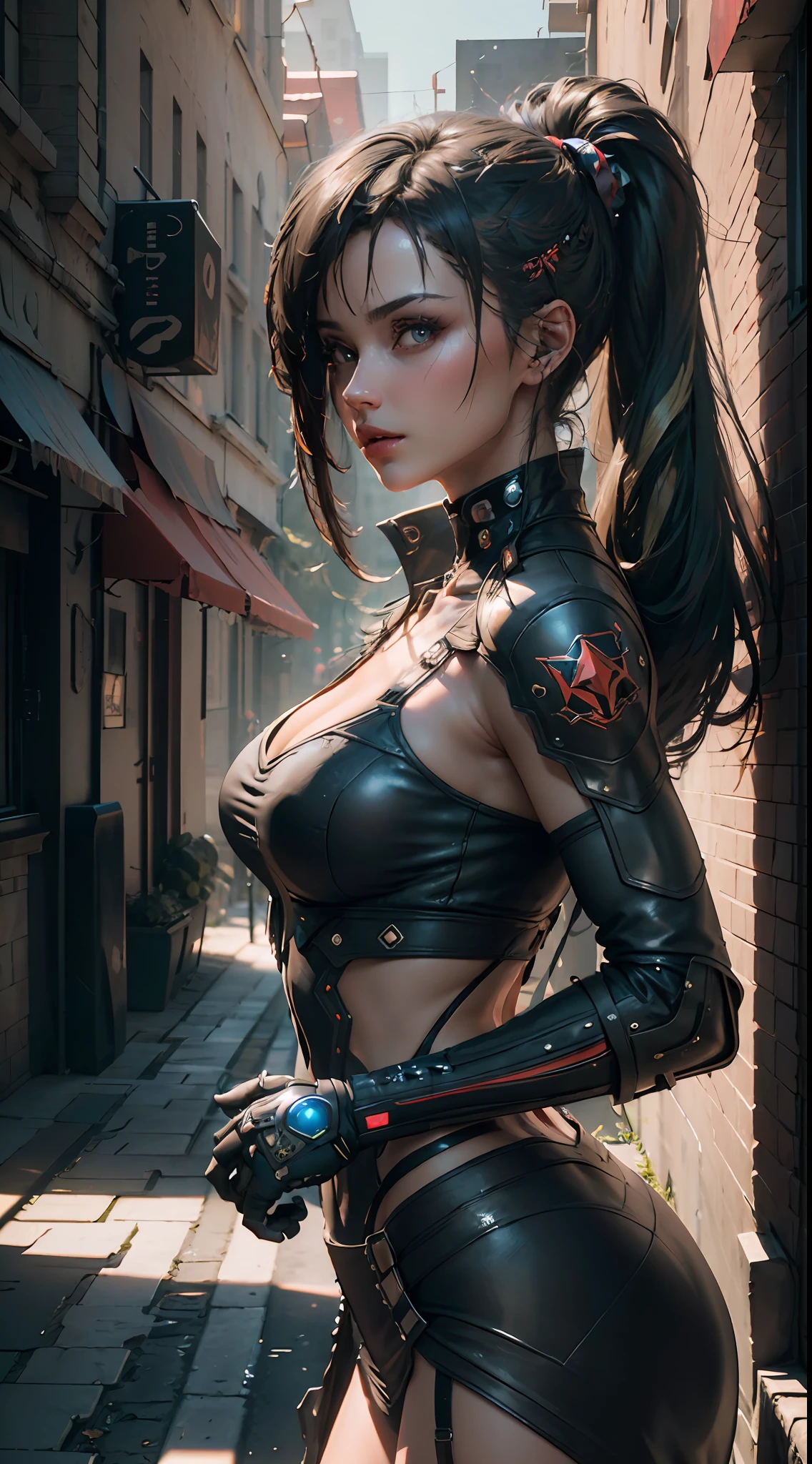 ((Best quality)), ((masterpiece)), (detailed:1.4), 3D, an image of a beautiful cyberpunk female,HDR (High Dynamic Range),Ray Tracing,NVIDIA RTX,Super-Resolution,Unreal 5,Subsurface scattering,PBR Texturing,Post-processing,Anisotropic Filtering,Depth-of-field,Maximum clarity and sharpness,Multi-layered textures,Albedo and Specular maps,Surface shading,Accurate simulation of light-material interaction,Perfect proportions,Octane Render,Two-tone lighting,Wide aperture,Low ISO,White balance,Rule of thirds,8K RAW,