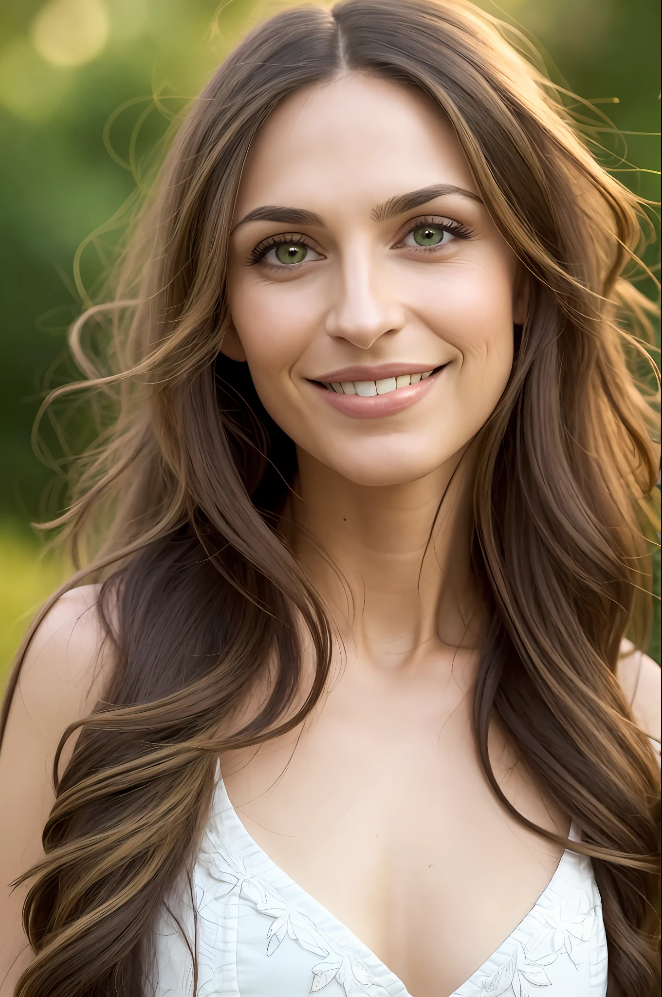 (editorial photo of 39 yo woman, (lonely), long hair, thin brazilian girlfriend), (small breasts), detailed whole body, (split lips), a beautiful and pleasant smile, realistic green eyes, realistic, dof, bokeh, beautiful symmetrical face, perfect bright eyes, well-defined pupils, high contrast eyes, ultra detailed skin, skin pores, vellus hair, detailed whole body, fabric stitching,  fabric texture, stone texture, finely detailed features.