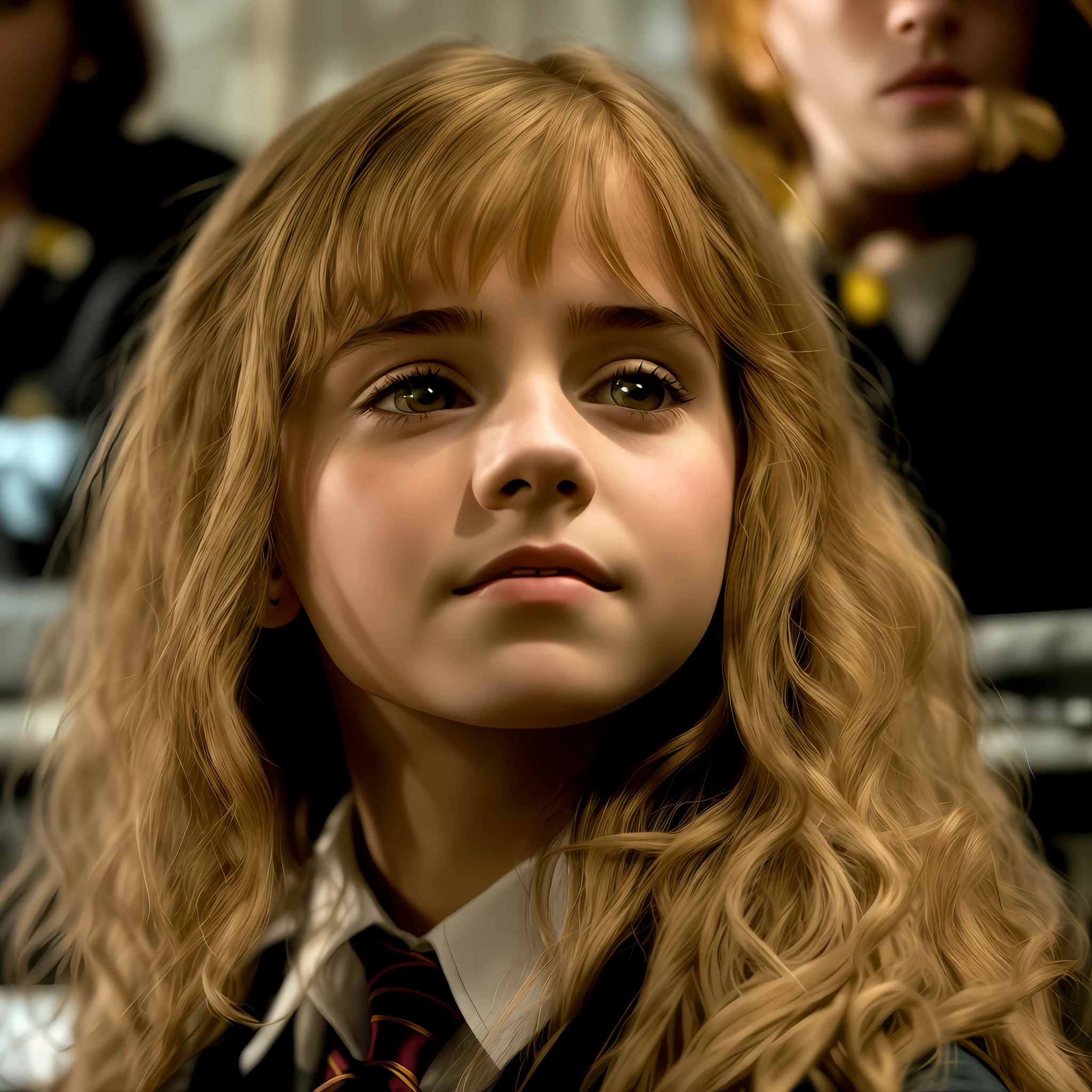 arafed image of a young girl with long hair and a tie, hermione granger, hermione, emma watson as hermione granger, emma watson as harry potter, movie still of emma watson, emma!! watson!!, inspired by Hermione Hammond, film still of emma watson, emma watson as driada, emma watson, emma watson as an angel, still from harry potter