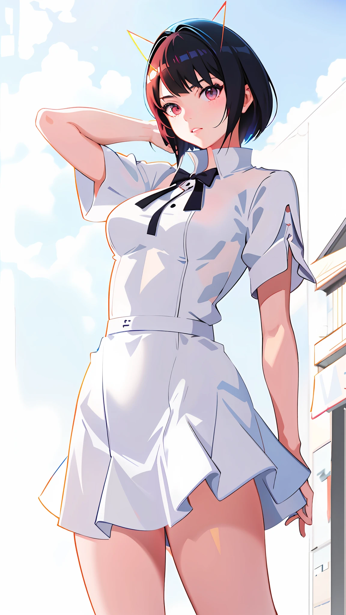 anime girl in a short dress posing for a picture, smooth anime cg art, ilya kuvshinov. 4 k, in white clothes, ilya kuvshinov landscape, clean detailed anime art, makoto shinkai and artgerm, ilya kuvshinov style, artgerm and ilya kuvshinov, kuvshinov ilya