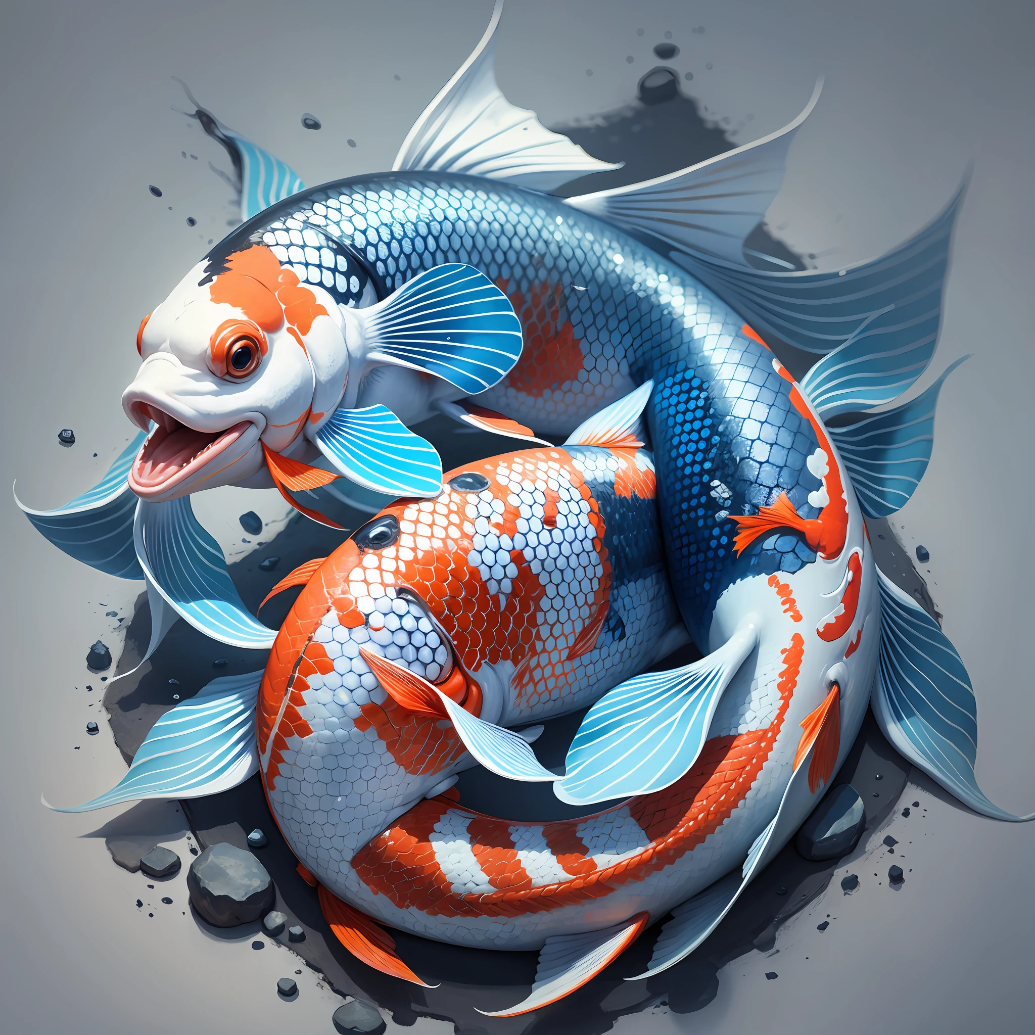 koi fish,white background , blue --auto --s2