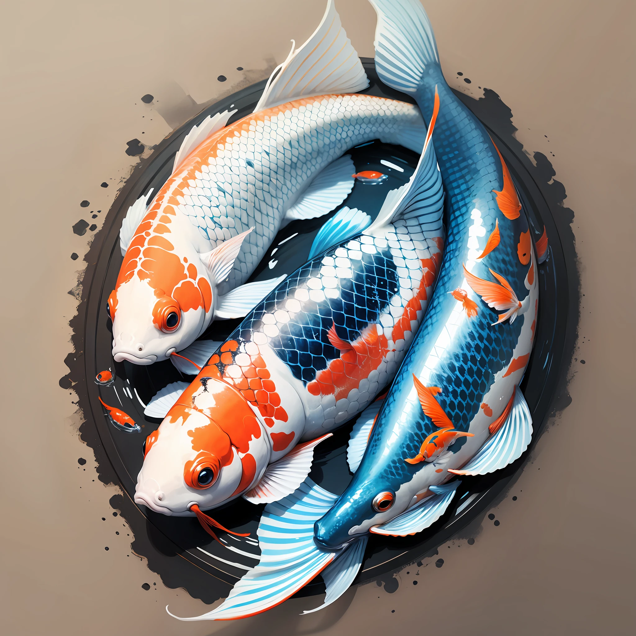 koi fish,white background , blue --auto --s2