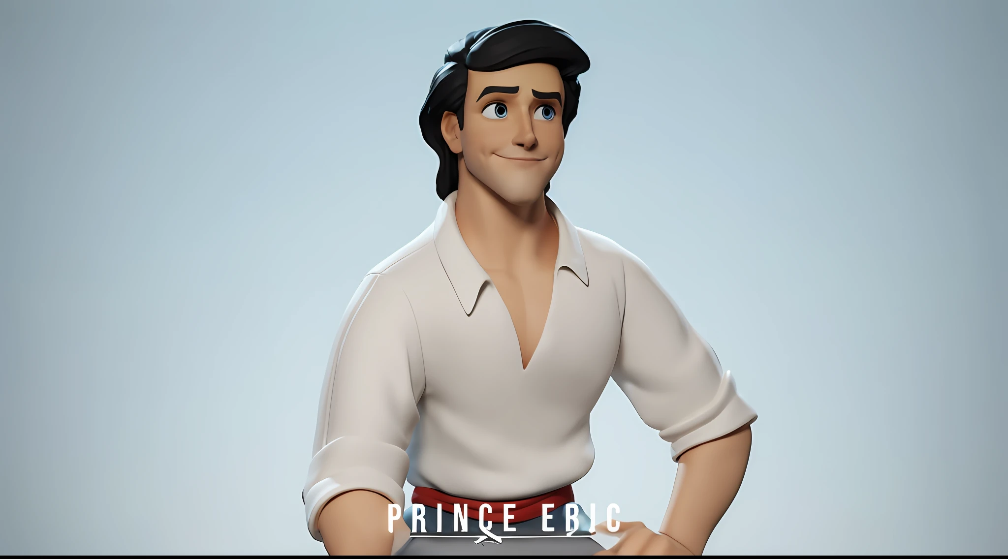 a close up of a toy figure of a man in a white shirt, disney render, promotional render, 3 d character render, character modeling, arnold maya render, handsome prince of persia, high detail iconic character, photorealistic disney, highly detailed character, character model, toon render keyshot, 3 d render stylized, high res render, disney weta portrait