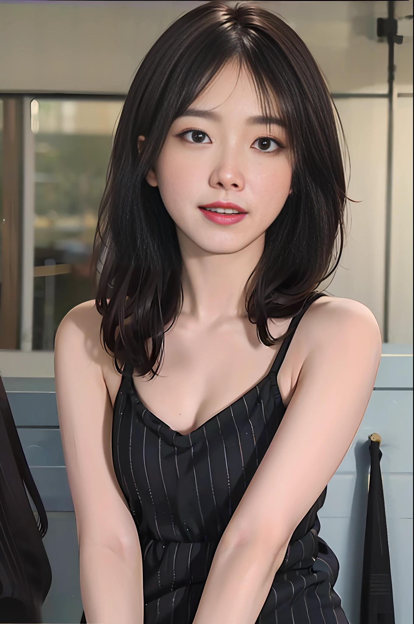 [(Best quality, ultra high res: 1.2, masterpiece: 1.1, photorealistic: 1.1, 1girl: 1.1), (Dark hair, dark eyes),(Swimming),(Looking at viewer)]:0.9, (Raw photo:0.8)