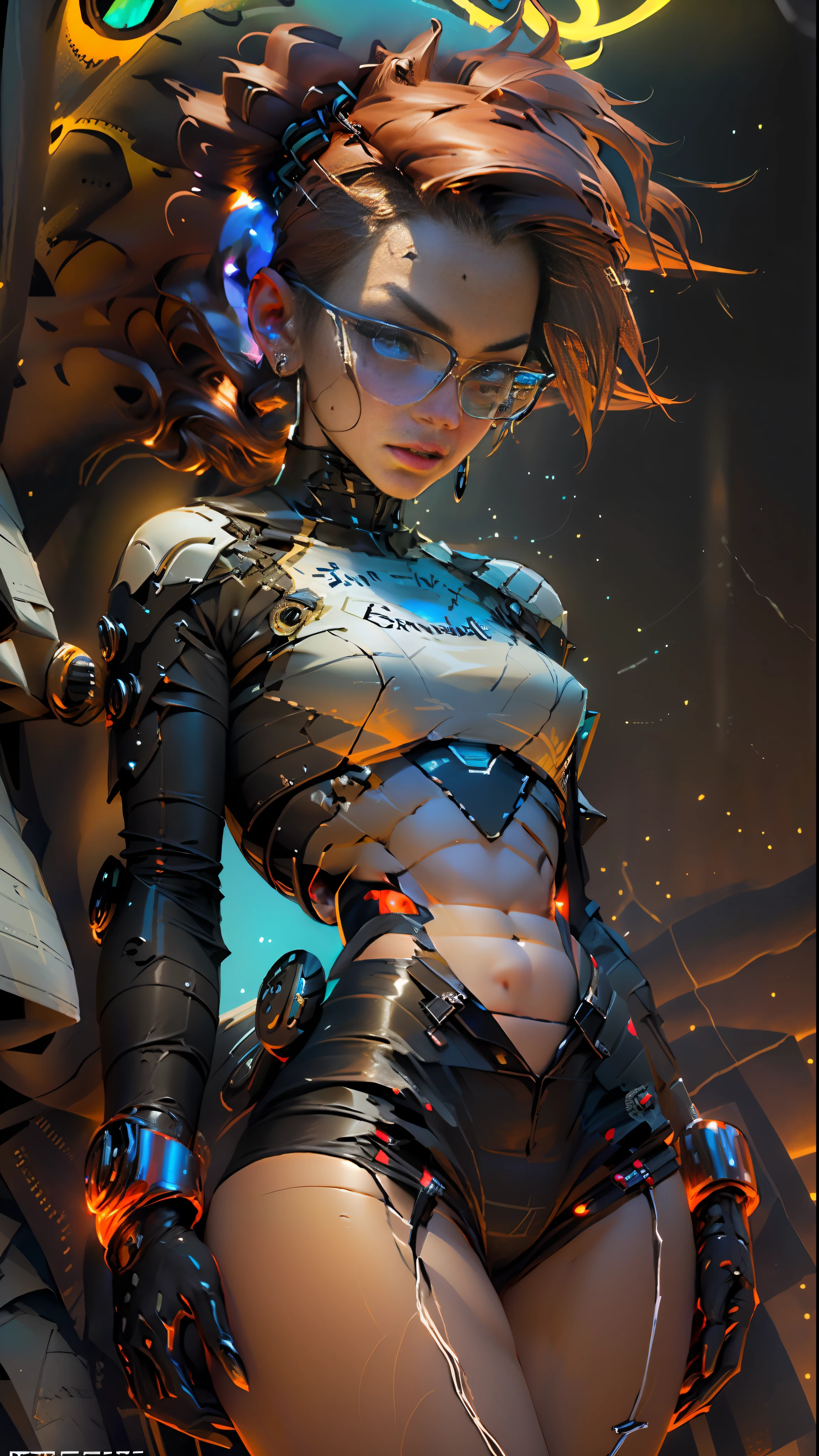 Extremely detailed CG rendering of a cybernetic woman with thick thighs and cybernetic body parts. Wearing short underwear, her form is sleek and powerful. highly detailed beautiful, intricate, beautiful eyes, vibrant colours, unreal engine, HD,4k, hyperrealism, super accurate design, masterpiece, perfectionism,