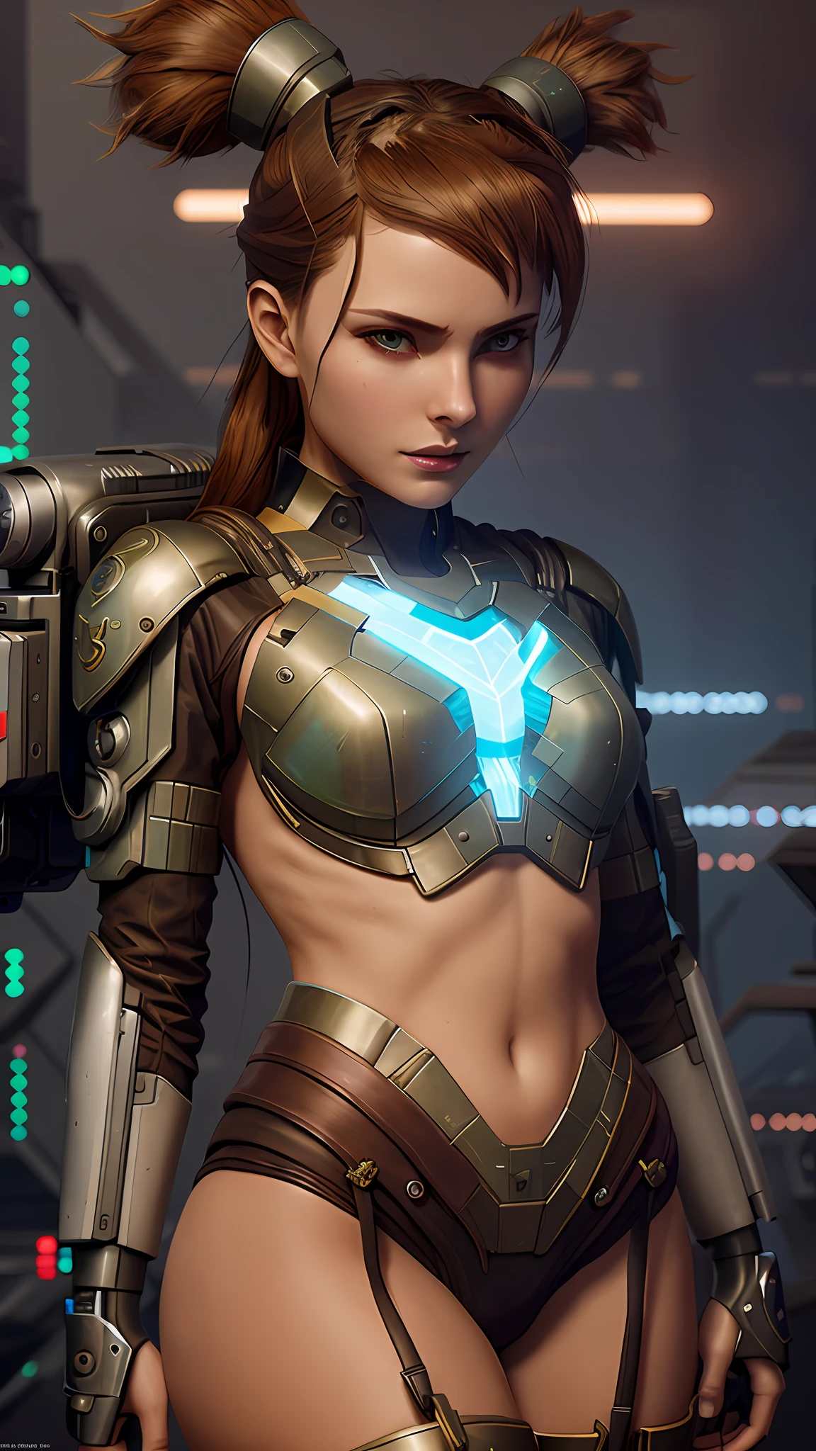 Beautiful woman in a futuristic outfit with a sci - fiorer on her chest, wojtek fus, sci fi female character, girl in mecha cyber armor, alexandra fomina artstation, 3 d render character art 8 k, scifi woman, sci - fi character, sci-fi female, inspired by Marek Okon, wlop. scifi, masterpiece portrai, perfectionism, 4k, high quality detail, trending on artstation, UHD