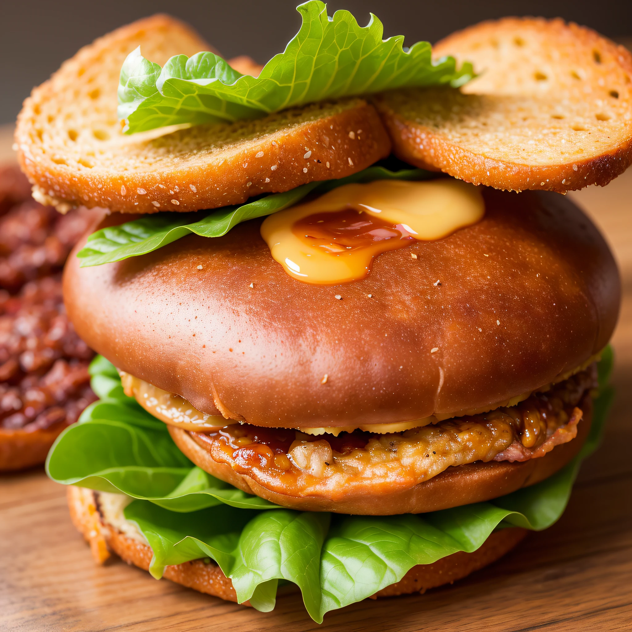 best quality, ultra high res, (photorealistic:1.4), ultra-detailed,incredibly detailed, foil package, big mac, fried meat, wet lettuce, melting cheese,