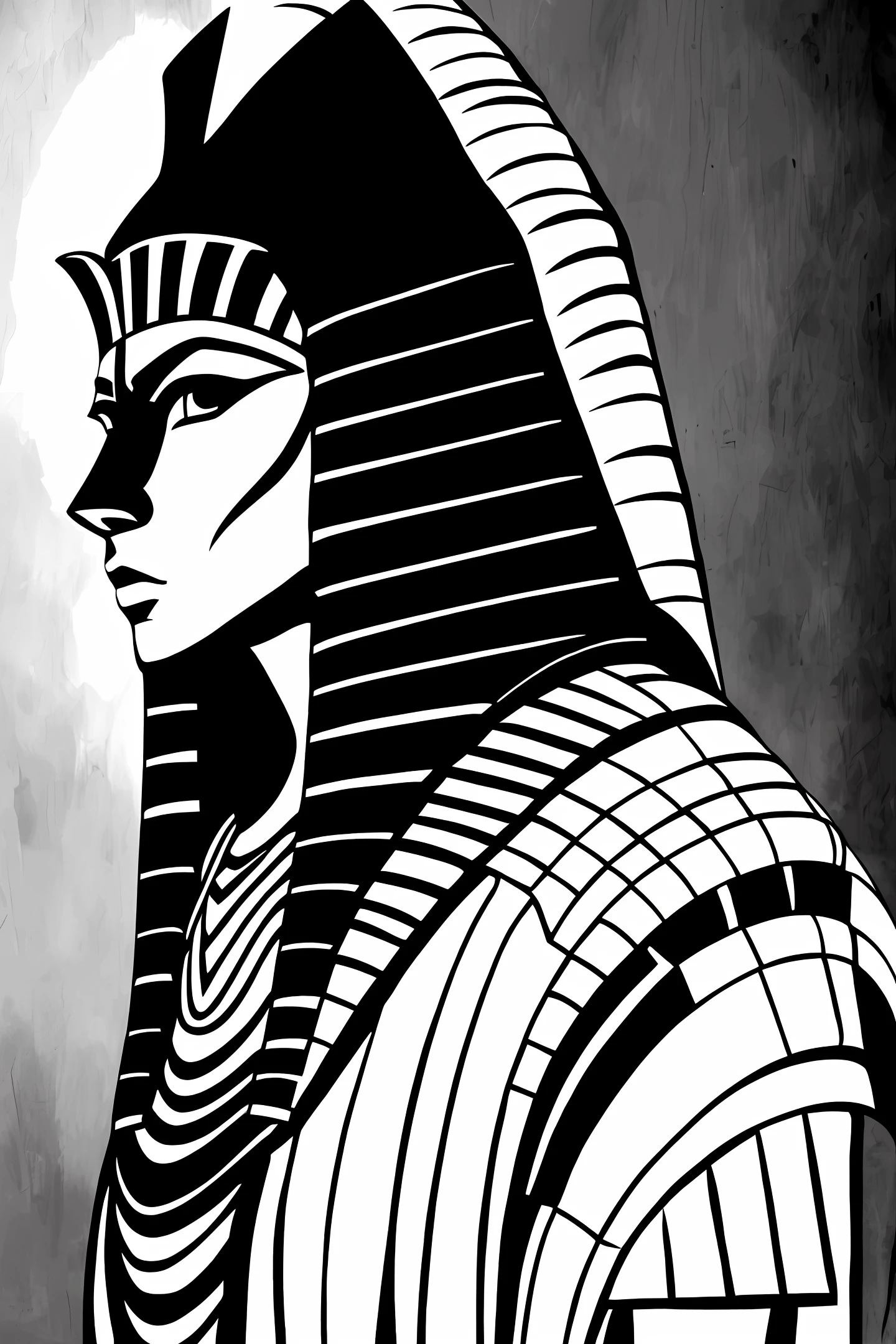 Black and white pharaoh illustration