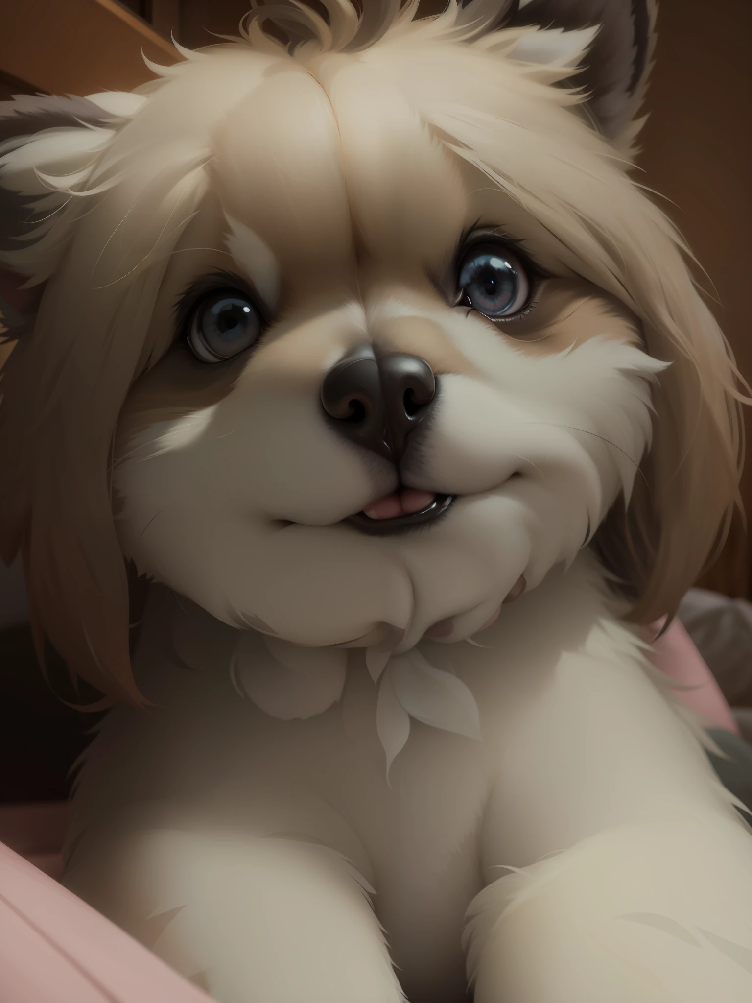 Furry puppy, cuddly, 4k
