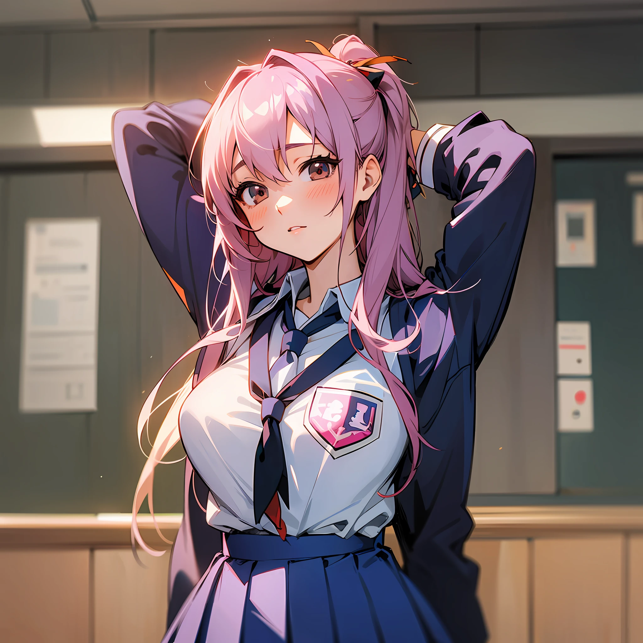 anime girl in a school uniform posing for a picture, realistic schoolgirl, hyperrealistic schoolgirl, a hyperrealistic schoolgirl, school girl, (sfw) safe for work, ecchi anime style, of a schoolgirl posing, beautiful anime high school girl, ikki tousen, asuka suit under clothes!, cyber school girl, ecchi style, cute schoolgirl --auto --s2