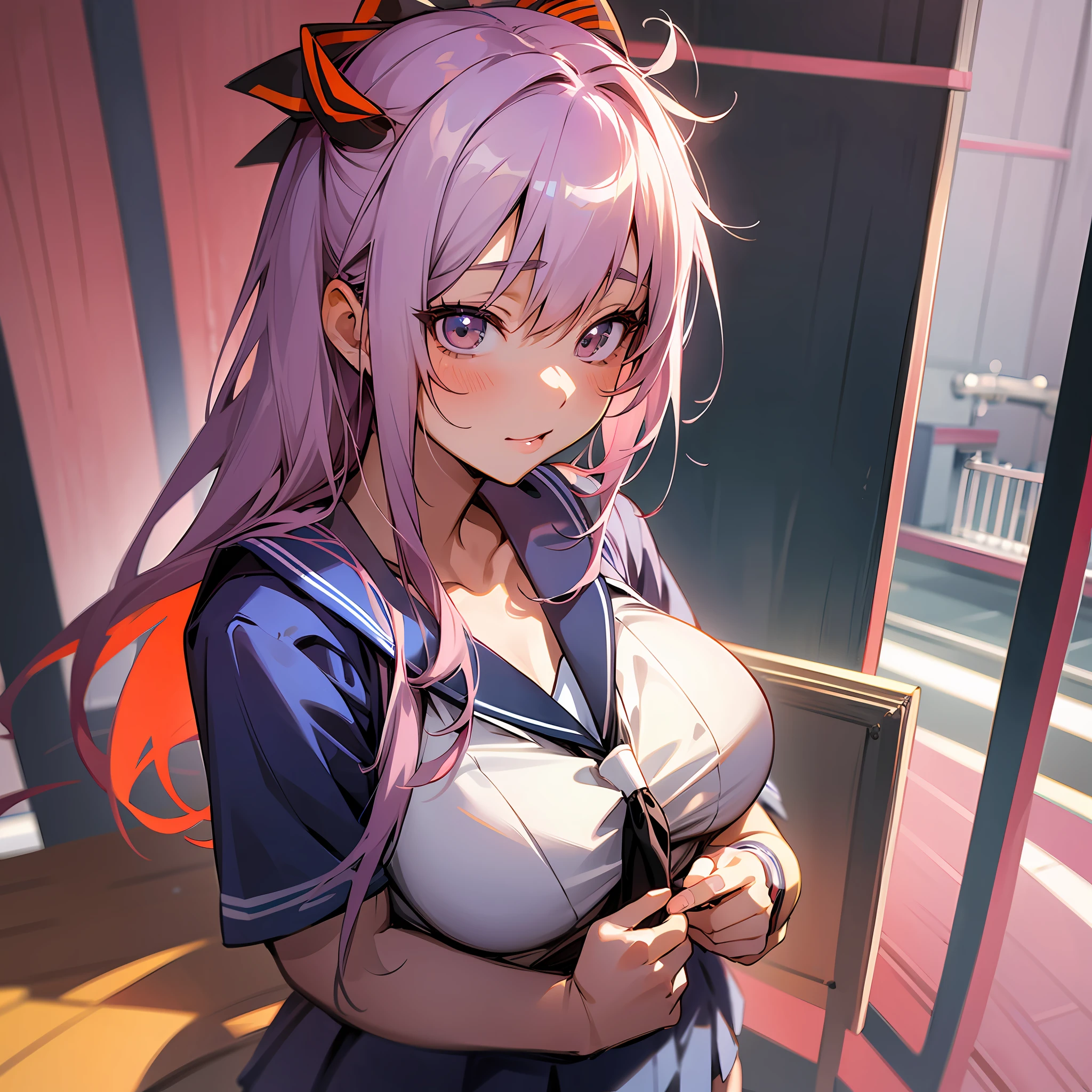 anime girl in a school uniform posing for a picture, realistic schoolgirl, hyperrealistic schoolgirl, a hyperrealistic schoolgirl, school girl, (sfw) safe for work, ecchi anime style, of a schoolgirl posing, beautiful anime high school girl, ikki tousen, asuka suit under clothes!, cyber school girl, ecchi style, cute schoolgirl --auto --s2