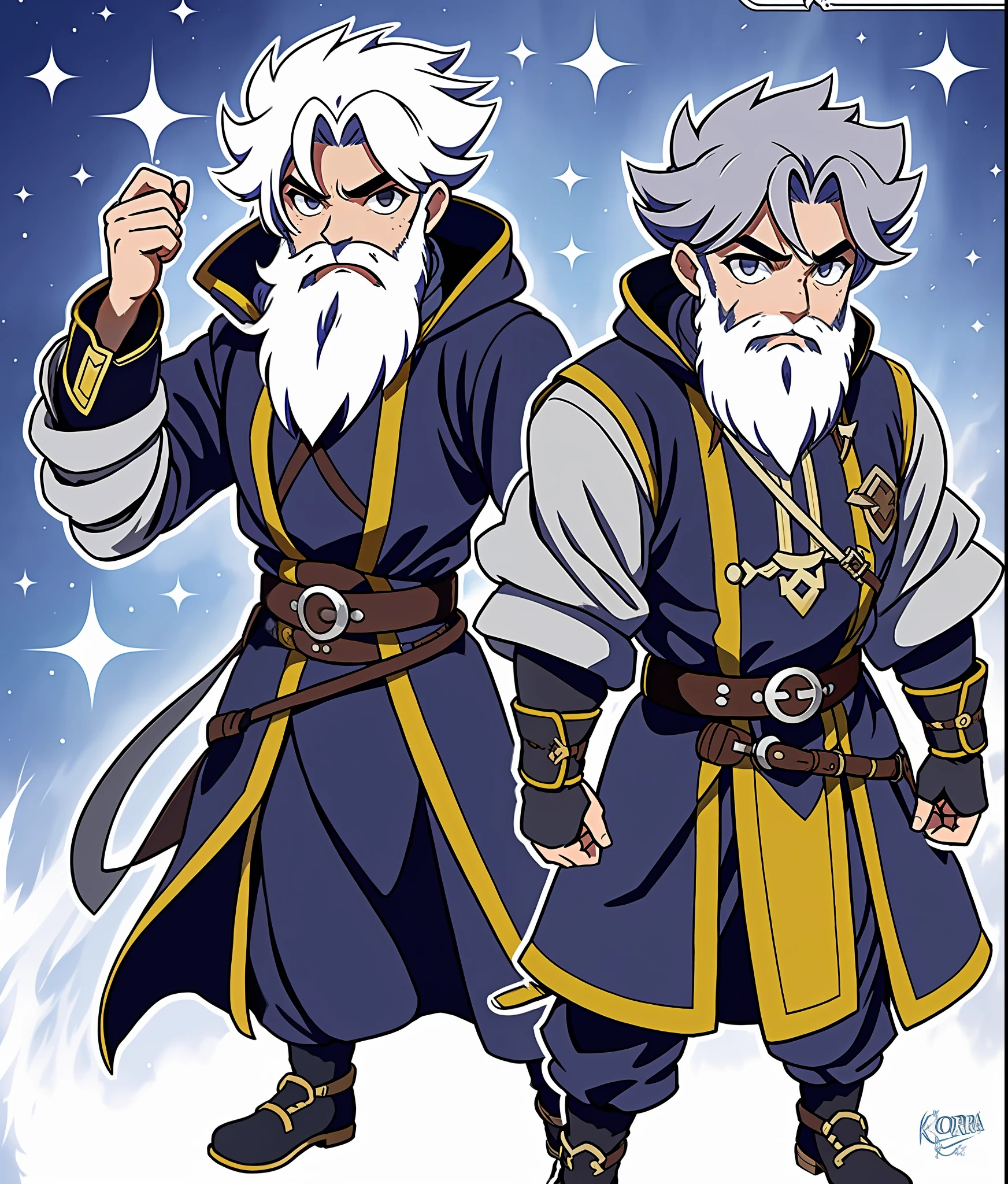 a cartoon image of a man with a beard and a coat, old male archmage, picture of a male cleric, koda kazuma, jrpg character, a druid, greybeard, gelbooru anime image, official character art, full portrait of electromancer, thin male alchemist, pokemon trainer, buizel and human fusion, dungeons and dragons character