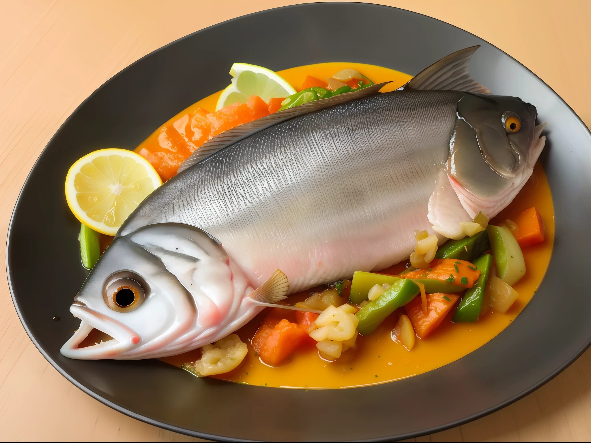 Brazilian river fish with beautiful dish, yummy appearance