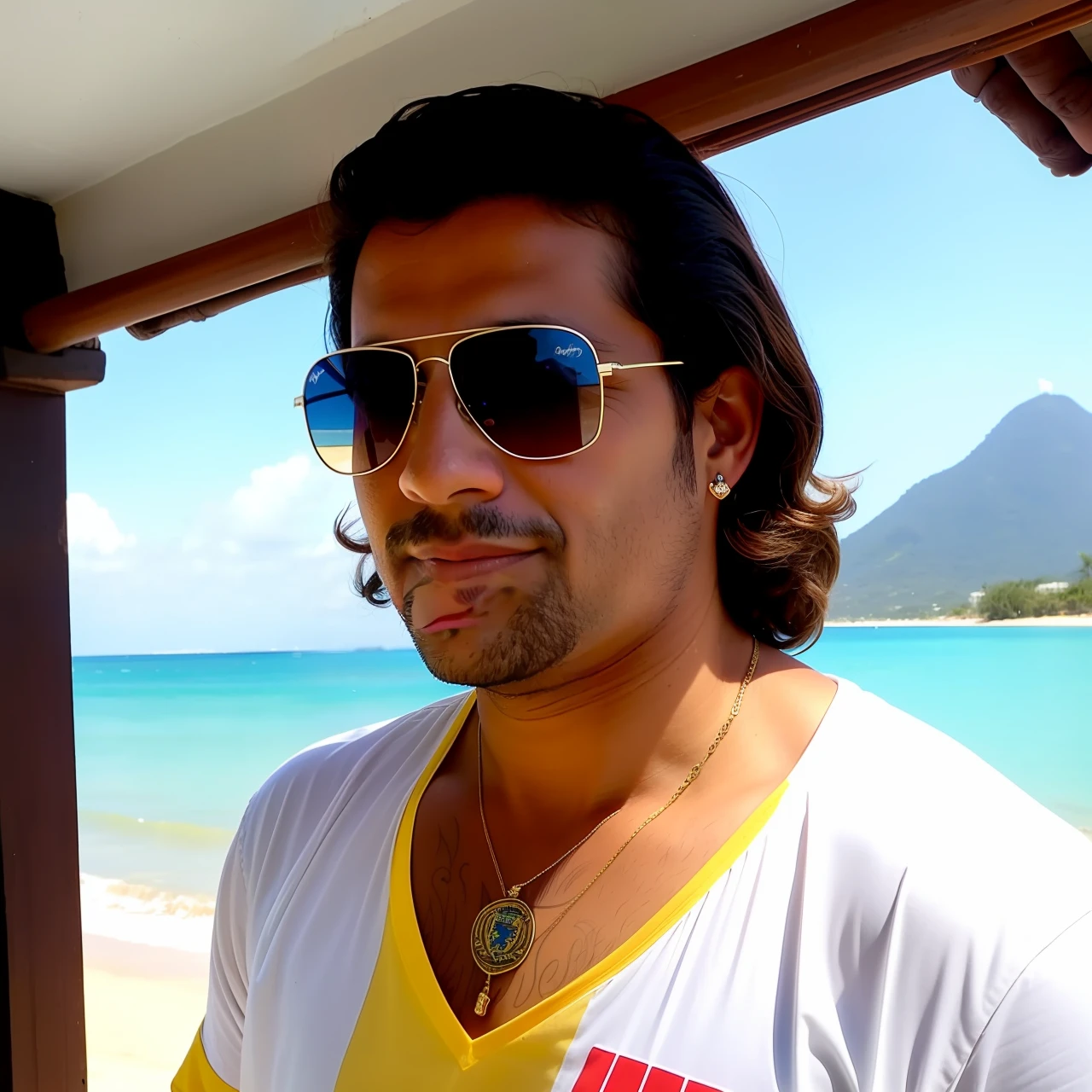 Francisco otavio de mossoró rio grande do norte 39 years old brunette with rayban sunglasses shirt and blond hair