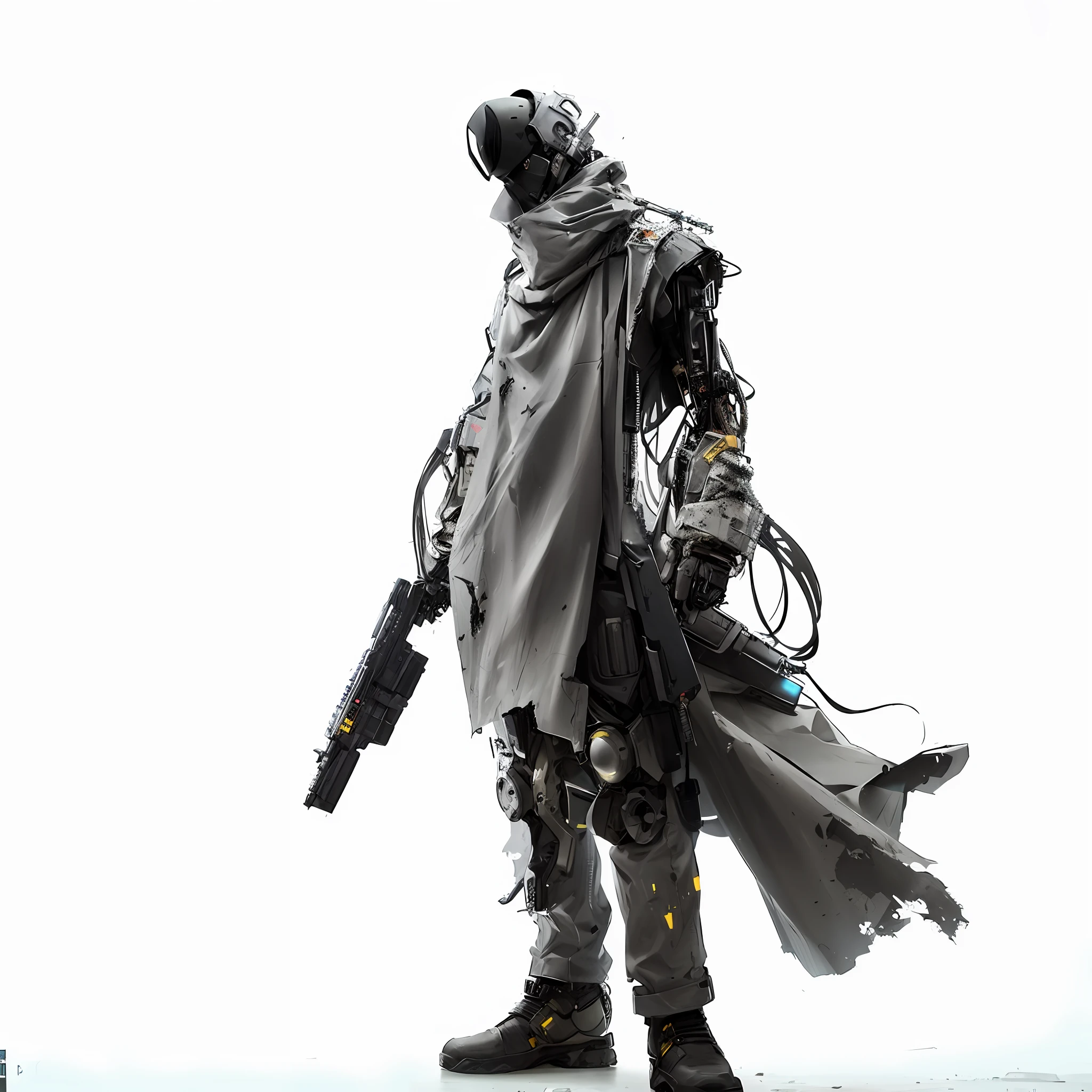 there is a man in a costume with a gun and a hat, dystopian sci-fi character, threea toys, mystical post apocalyptic cyborg, epic sci - fi character art, epic sci-fi character art, fashionable cyberpunk mechanoid, sci - fi character, cyberpunk character design, cyberpunk statue, dystopian scifi outfit, dystopian scifi gear, cyberpunk character, cyberpunk character art