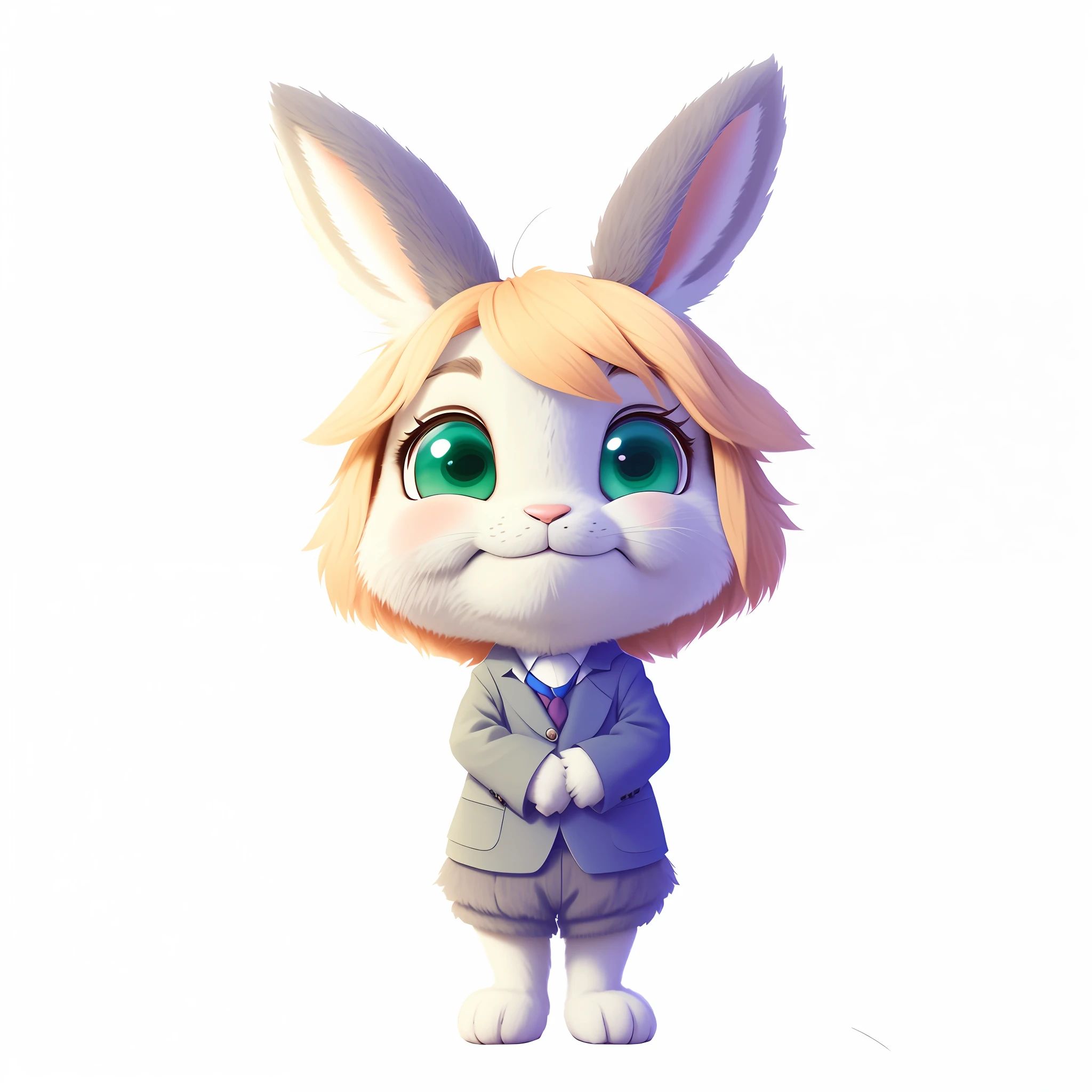 there is a cartoon bunny with a suit and tie on, judy hopps, rabbt_character, cute anthropomorphic bunny, a portrait of judy hopps, judy hopps from zootopia, anthropomorphic rabbit, in style of zootopia, in style of disney zootopia, render of april, original chibi bunny girl, zootopia movie style --auto --s2