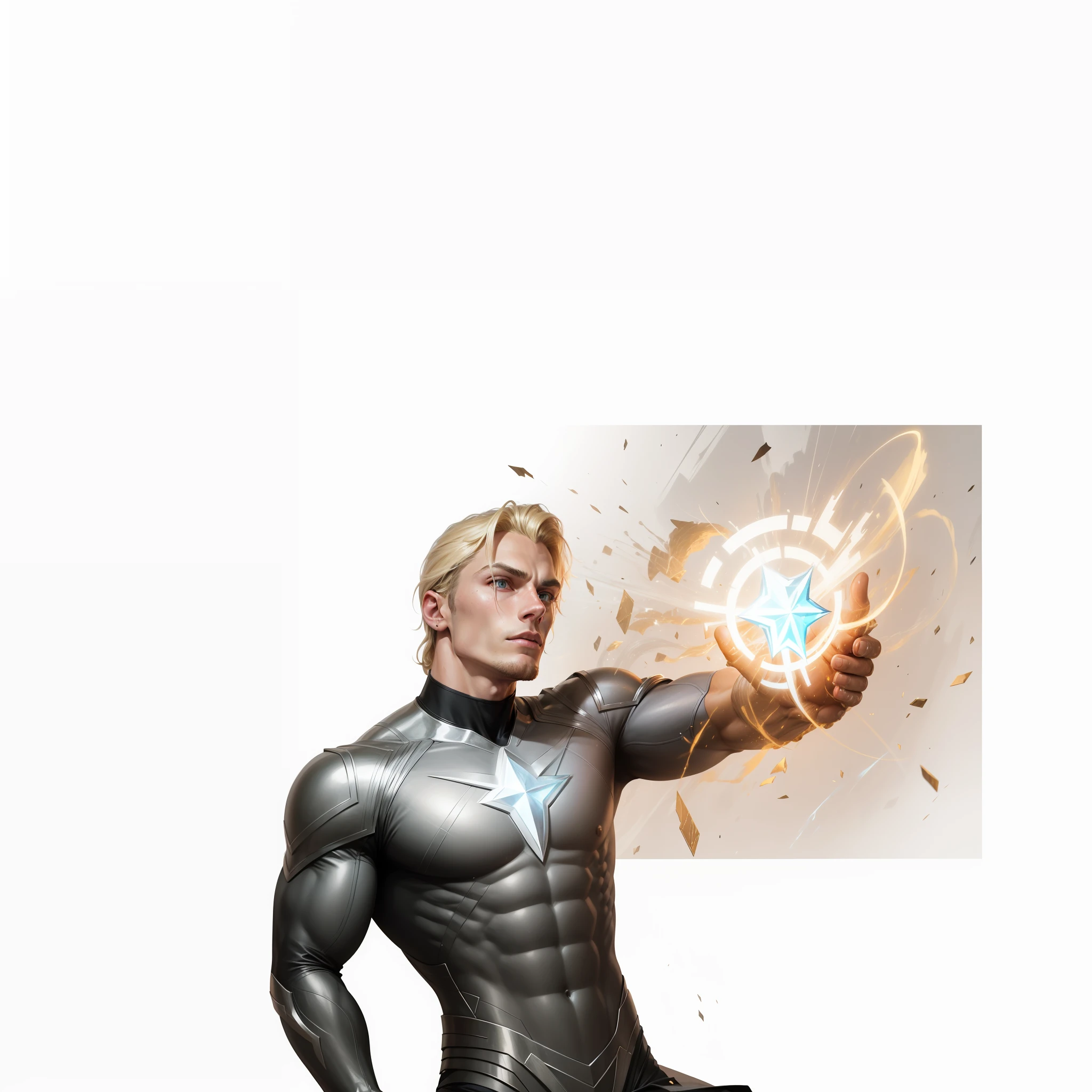 Arafed young man with long blonde hair 21 years old without a beard in a graphite or black wetsuit with bright orange veins like led, Boys Homelander, no beard, smooth skin, Quicksilver, 3D render of Jerma 9 8 5, homelander, full portrait of Electromancer, Human Torch, light background, Reed Richards, Aquaman, amazing wallpaper, powerful male man, he man, On the wall there is the name SPINNER written in neon --auto --s2