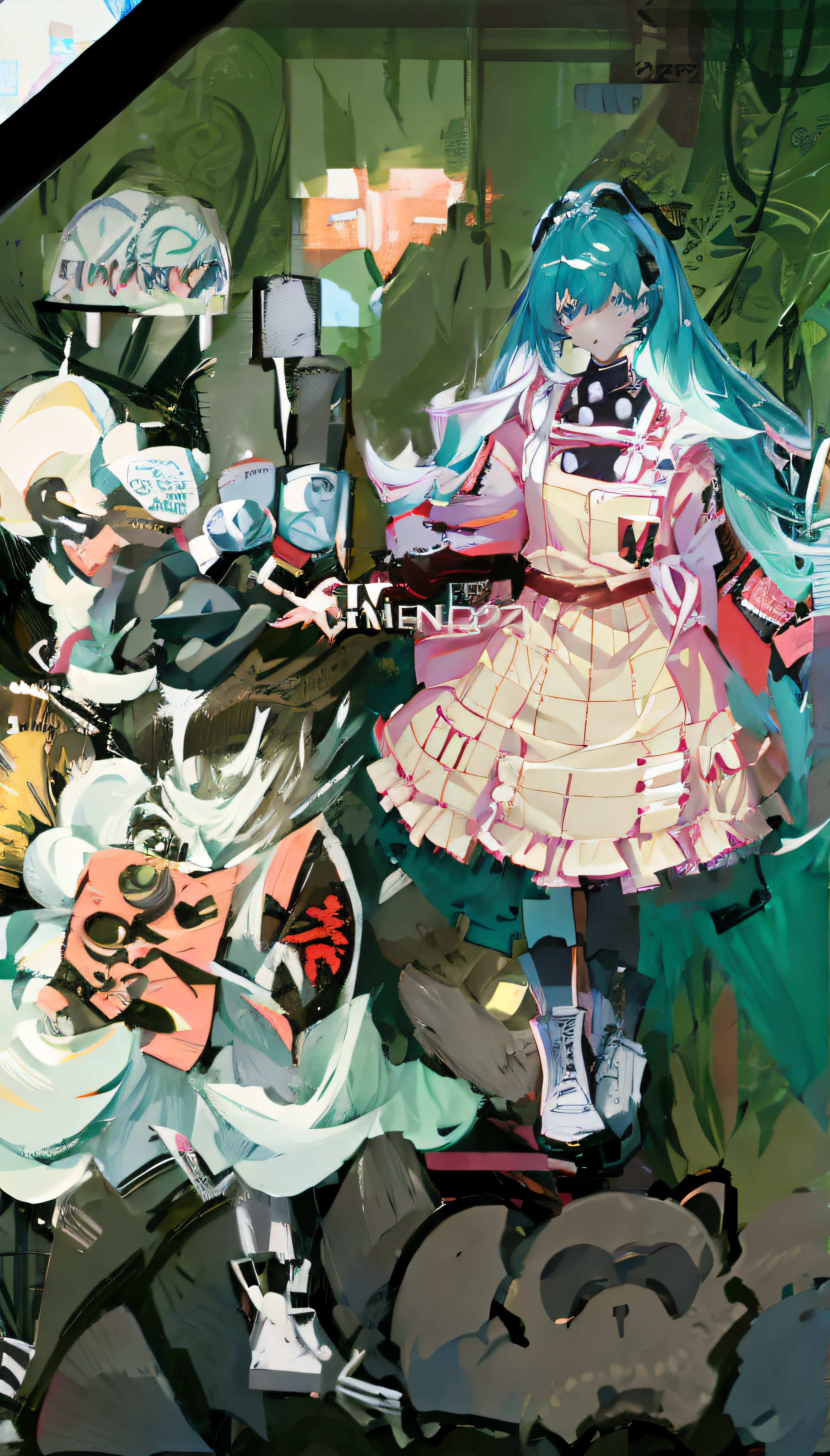 anime characters in a room with a panda bear and a cat, anime character; full body art, trending on pixiv, digital cyberpunk anime!!, modern cyberpunk anime, anime robotic mixed with organic, anime stile, pixiv trending, dressed senobith, popular on pixiv, top rated on pixiv, featured on pixiv, anime girl with teal hair