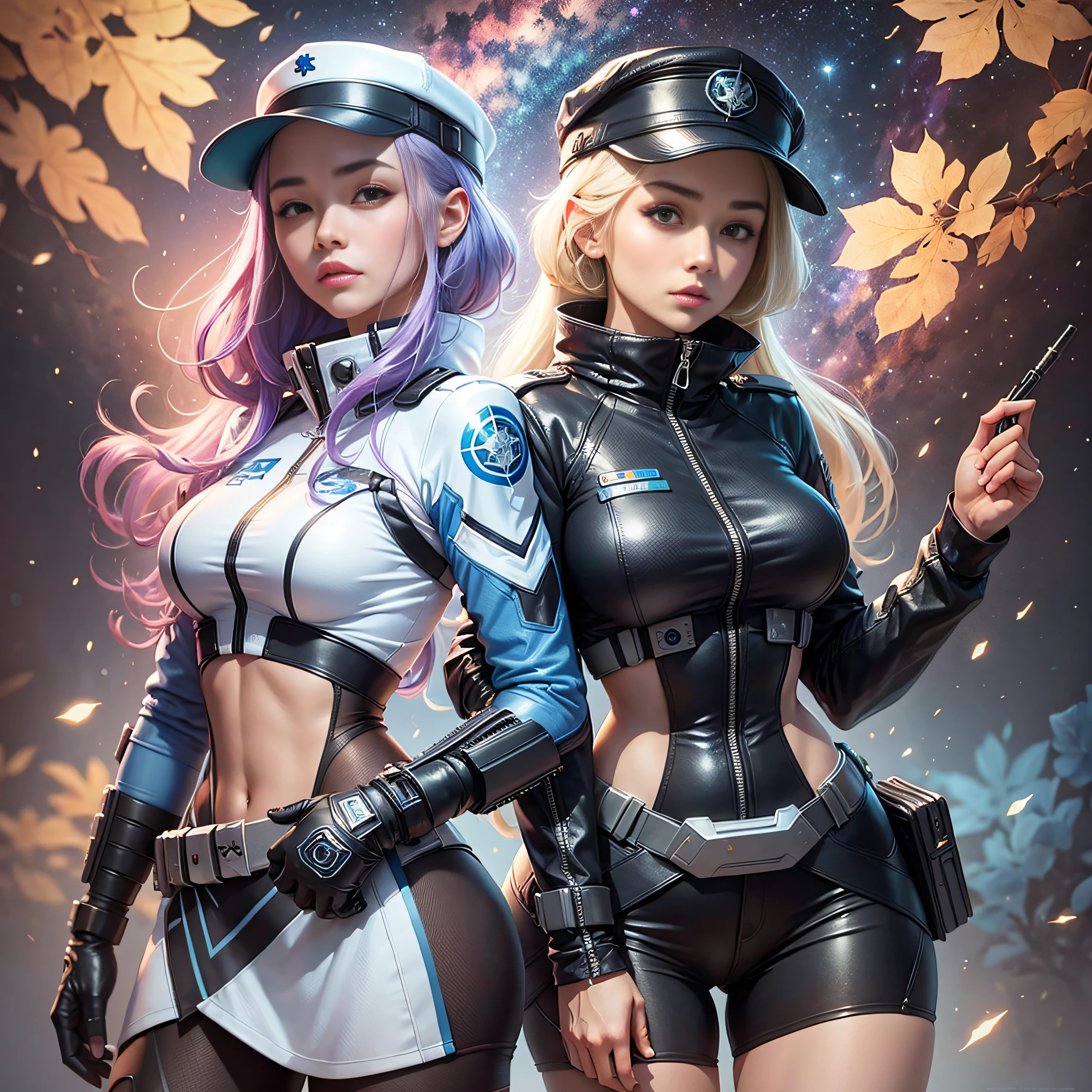 Galactic Federation female investigator, sexy young female duo, Yuri and Kiyui