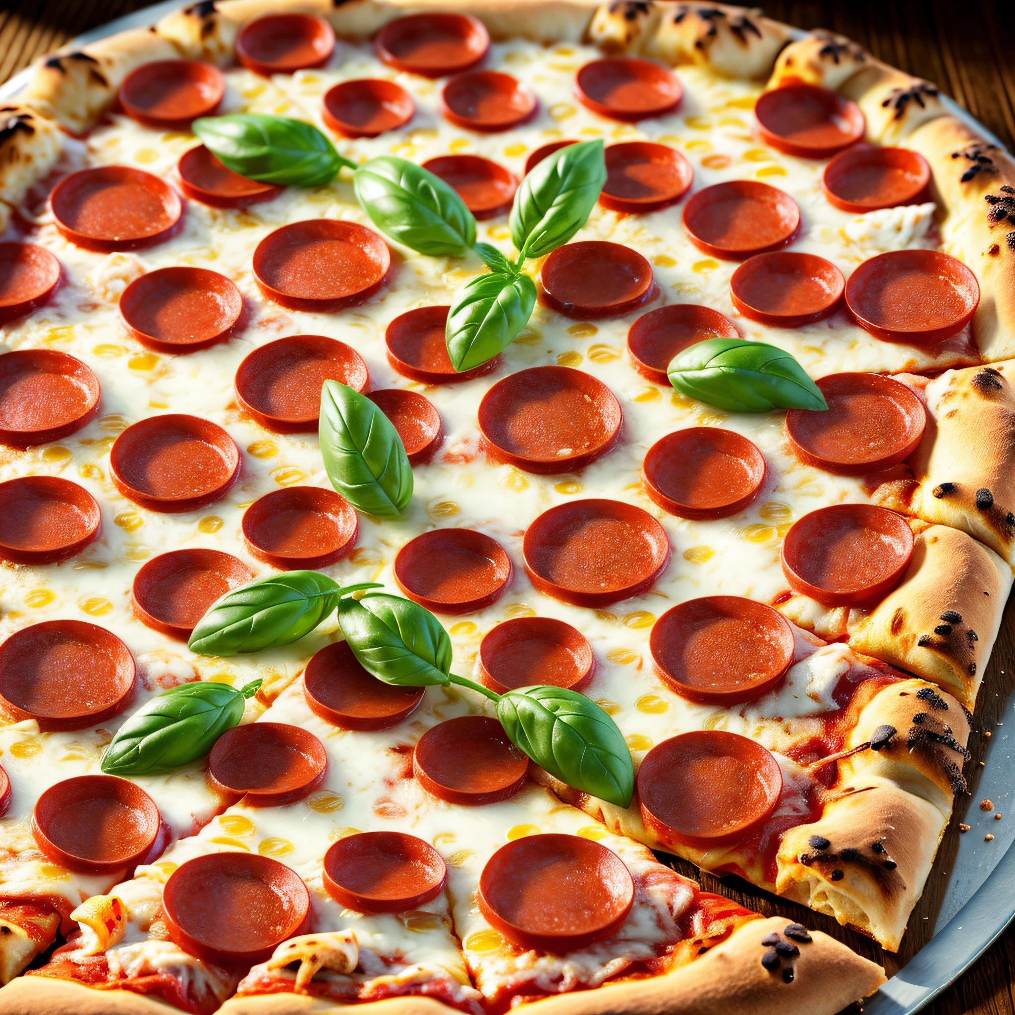 ((Macro photograph of Pizza)) 8k, 4k, detailed, attractive, beautiful, impressive, photorealistic, realistic, cinematic composition, volumetric lighting, high-resolution, vivid, detailed, stunning, professional, lifelike, crisp, flawless, DSLR, 4k, 8k, 16k, 1024, 2048, 4096, detailed, sharp, best quality, high quality, highres, absurdres