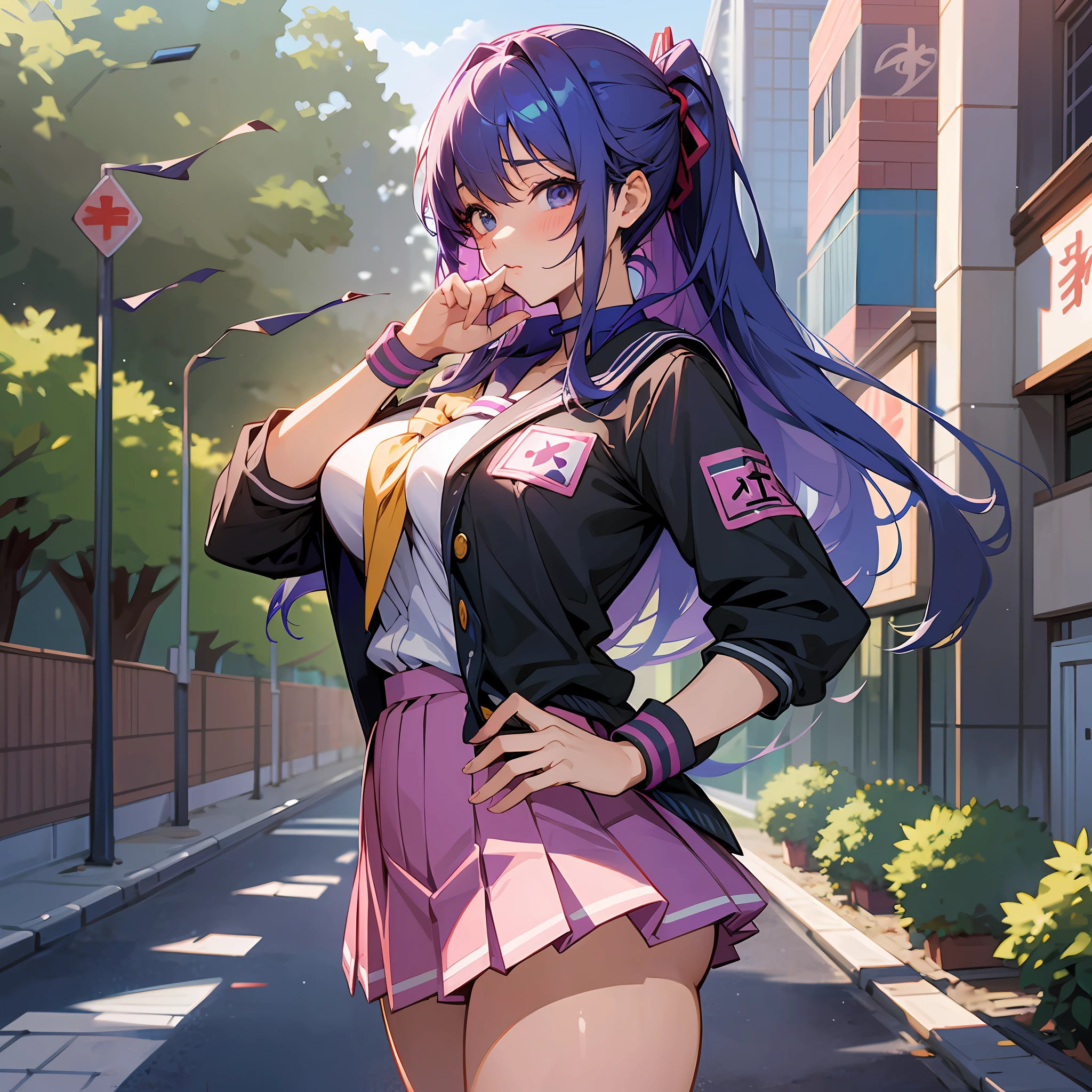 anime girl in a school uniform posing for a picture, realistic schoolgirl, hyperrealistic schoolgirl, a hyperrealistic schoolgirl, school girl, (sfw) safe for work, ecchi anime style, of a schoolgirl posing, beautiful anime high school girl, ikki tousen, asuka suit under clothes!, cyber school girl, ecchi style, cute schoolgirl --auto --s2