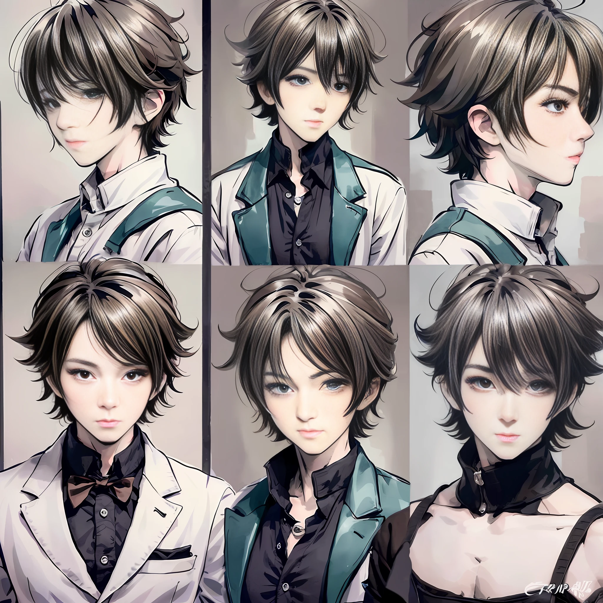 a group of drawings with different expressions, anime style character, anime character reference sheet, male anime style, young anime man, subtle anime style, ((concept art)) reference, maximum quality, details