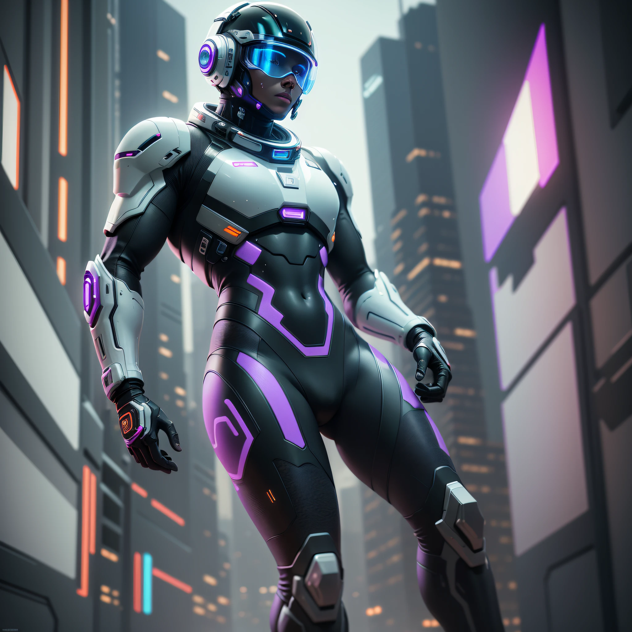 futuristic astronaut, man, ultra realistic, enough detail, helmet with video full of reflections, cyberpunk, black and purple costume + Whole Body + Ultra realistic, Face Detailed, Ultra Realistic Details, Cinematic Style Light Clear + Full Body, 8k, Render, Ultra Detailed, Side Light, Sunlight, Beauty Light, Clear Light --V 5 --auto --s2