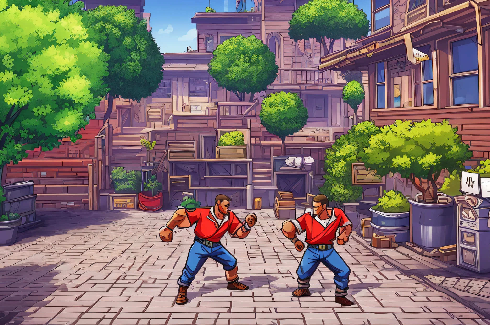 Game scenario without characters in the style of Beat 'em up --auto --s2