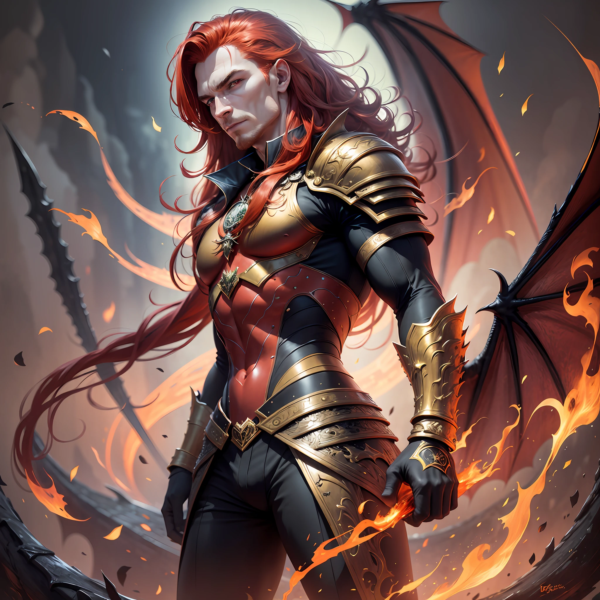 A woman in armor with a dragon on her shoulder - SeaArt AI