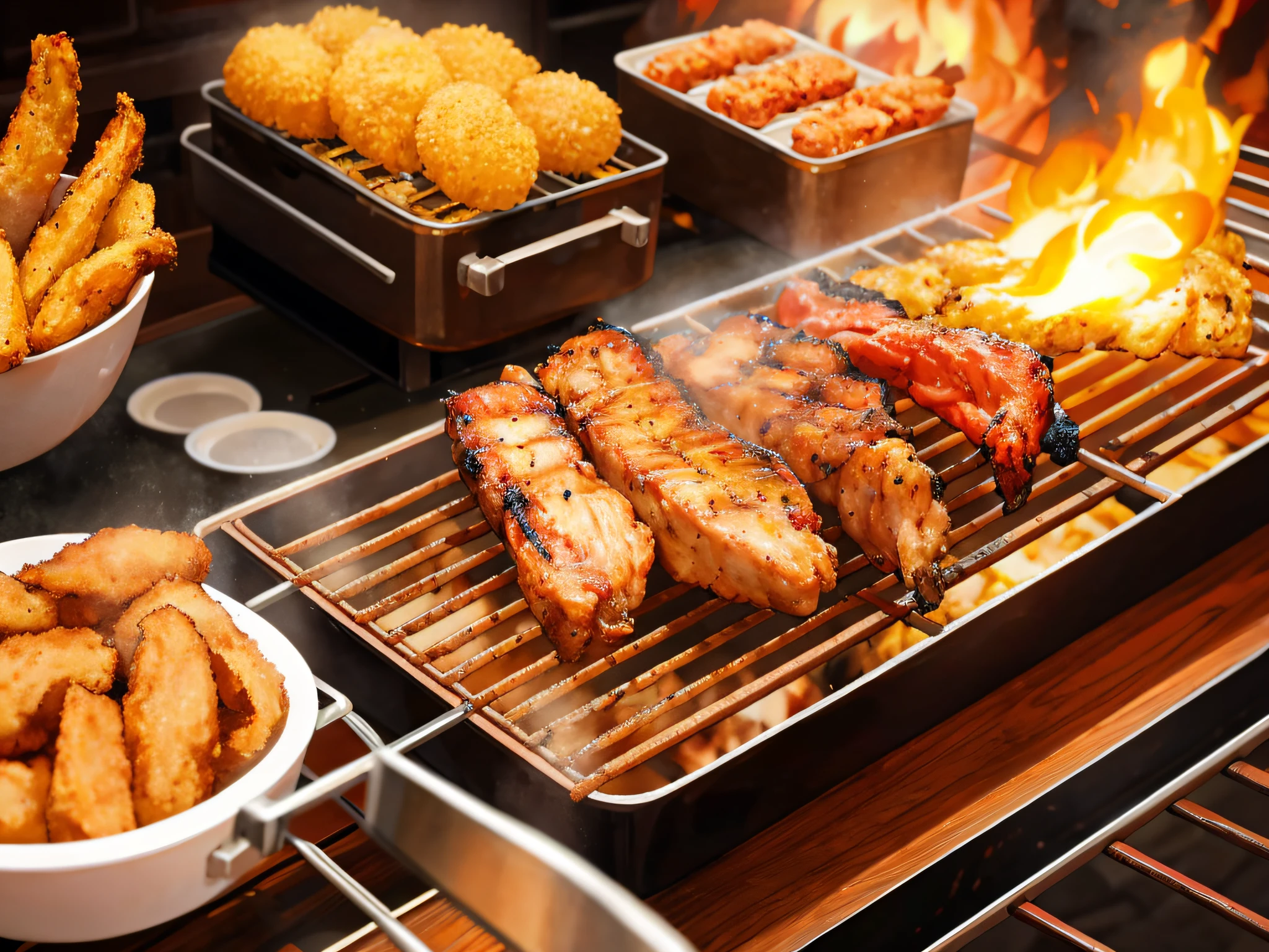 (Best Quality: 1.4), Anime, Fried Grill