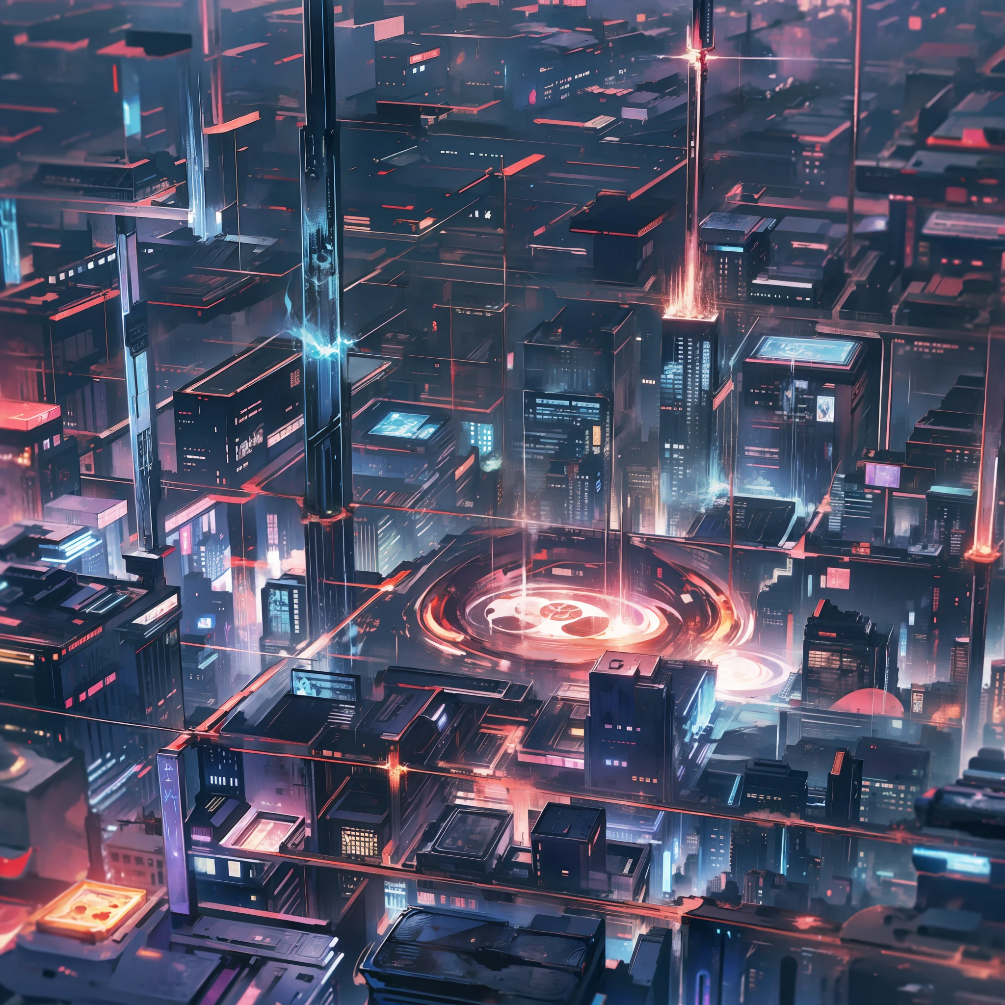 Tech-and-soci-urban, dark, flickering