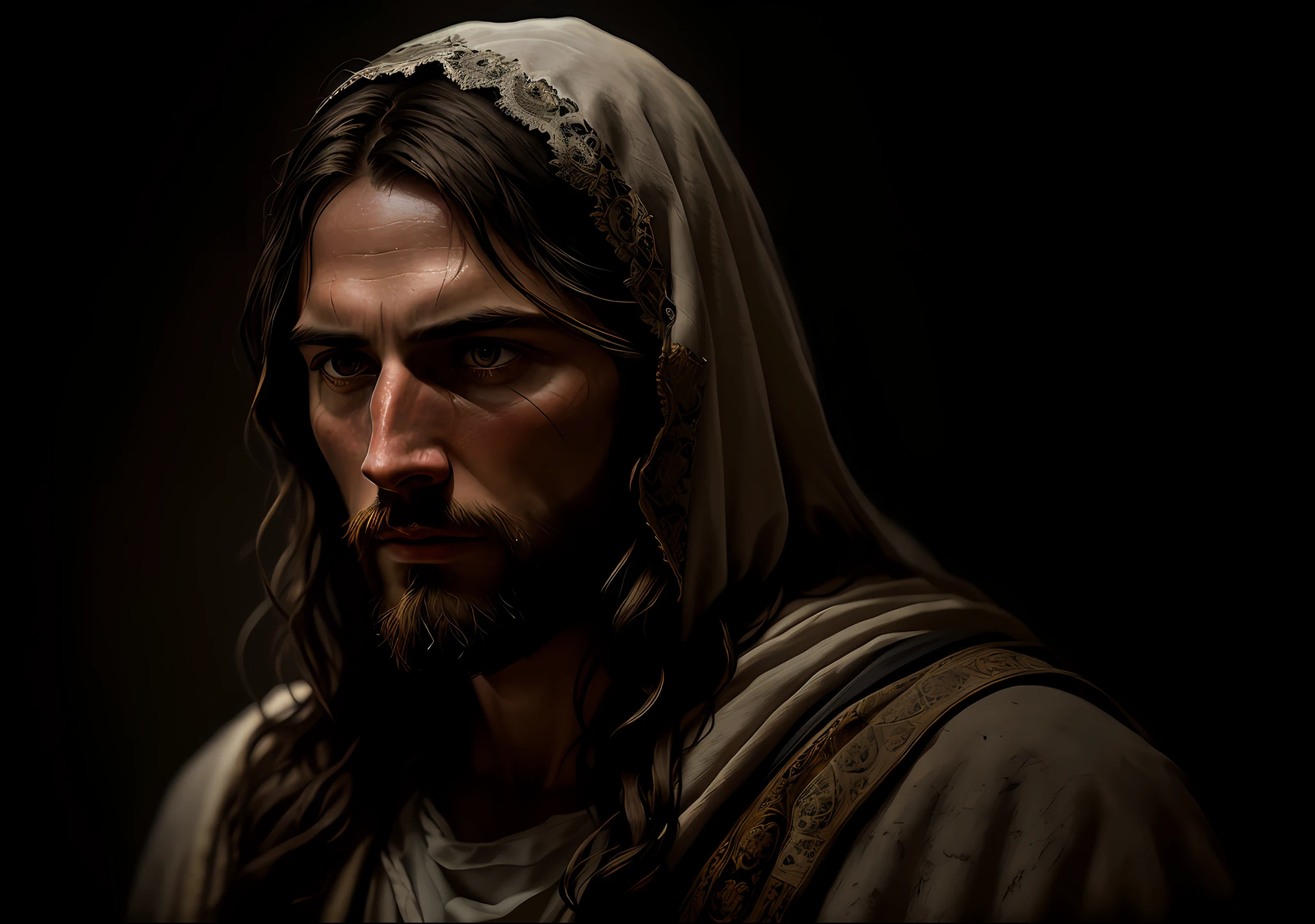 JESUS CHRIST DARK PHOTO: realistic epic, soft cinematic portrait, adobe lightroom, photographic lab, highly detailed, faded, (neutral colors: 1.2), (hdr: 1.4) , (soft colors:1.2), hyperdetailed, (artstation:1.4), cinematic, warm lights, dramatic light, (intricate details:1.1), complex background, (rutkowski:0.66), (blue and orange:0.4)