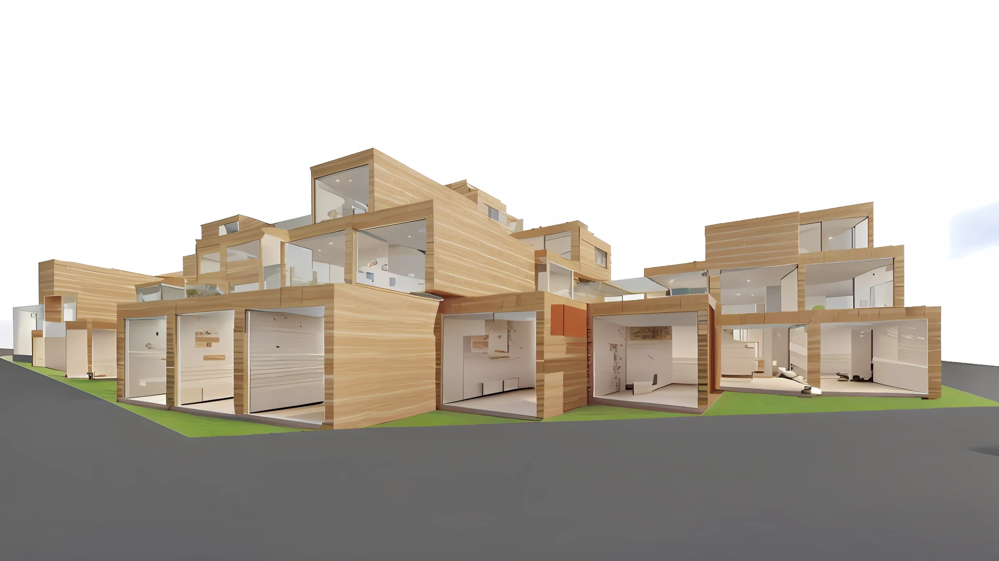 3D, flower bed on rooftop, colorful products behind glass, building, bustling and vivid building, car and road in foreground, apparel shop, small staircase, Kengo Kuma style, cars running on the road, lots of cars, 8k, clean rooftop, RAW photo, highest quality, masterpiece, highly detailed building, realistic style, highest quality, photorealistic, UHD, DSLR, soft lighting, high quality, Film Grain, Fujifilm XT3, 85mm, f1.8, Ultra Realistic, Ultra Detailed, Complex, High Dynamic Range