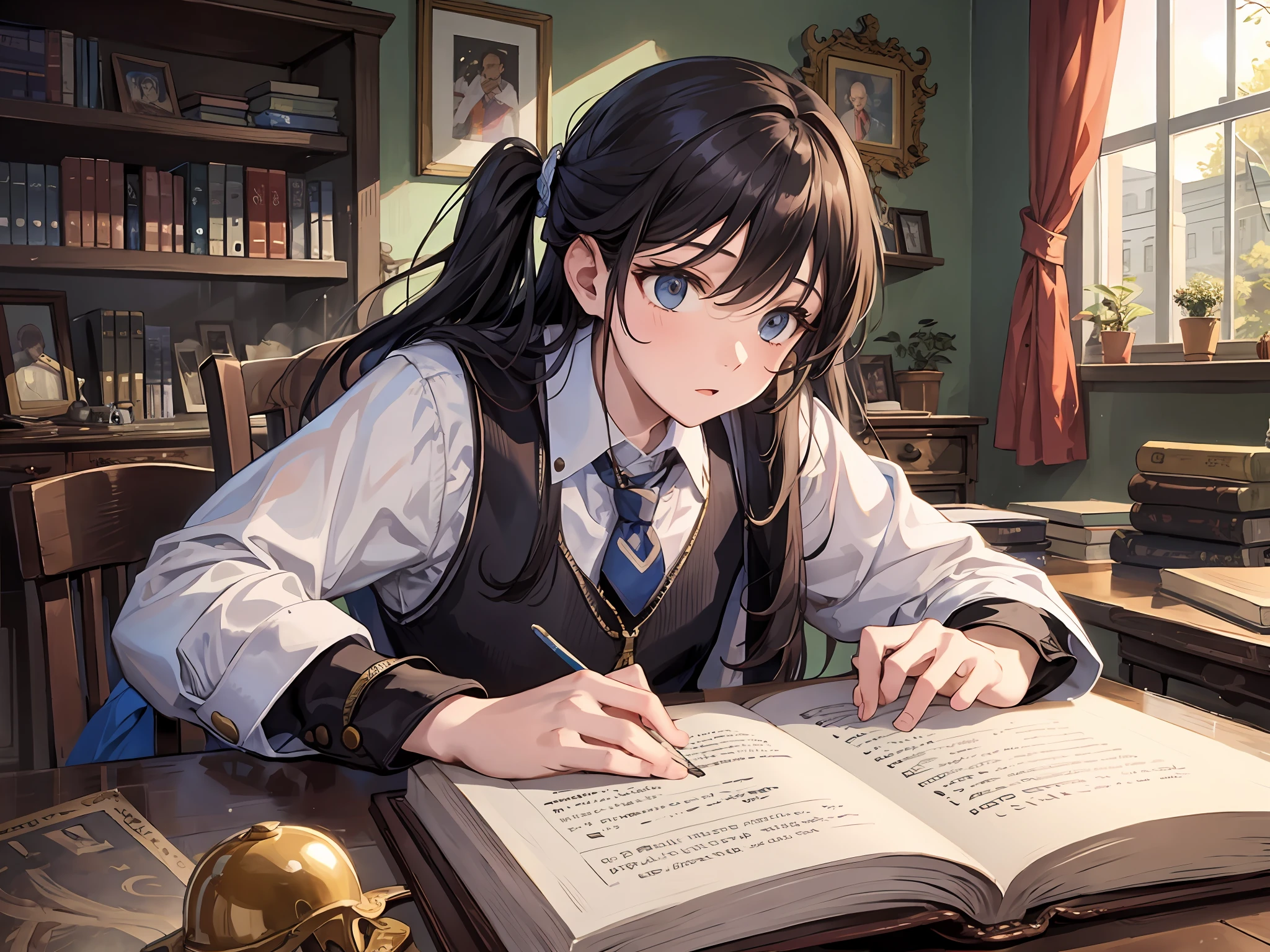 A boy and girl in the study