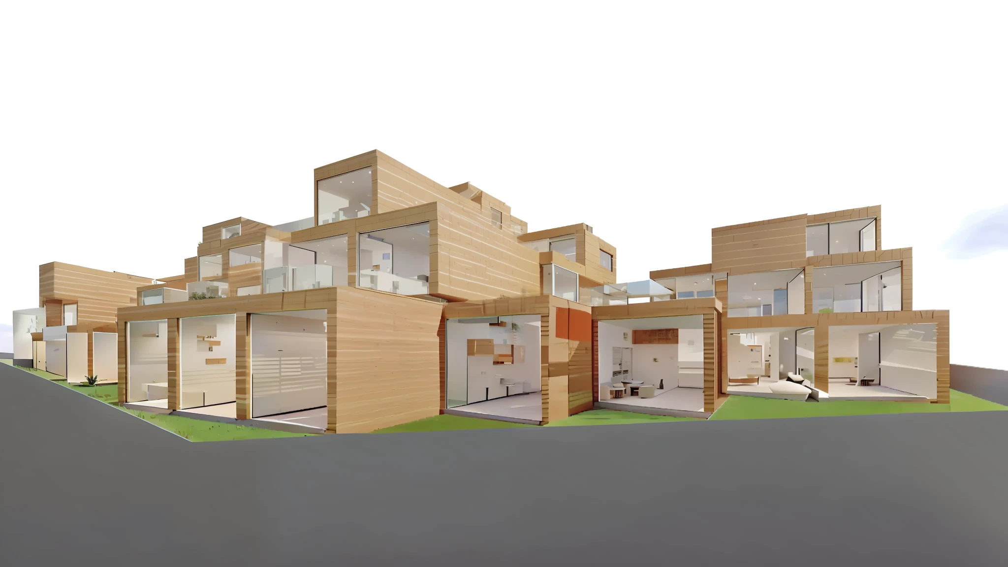 3D, flower bed on rooftop, colorful products behind glass, building, bustling and vivid building, car and road in foreground, apparel shop, small staircase, Kengo Kuma style, cars running on the road, lots of cars, 8k, clean rooftop, RAW photo, highest quality, masterpiece, highly detailed building, realistic style, highest quality, photorealistic, UHD, DSLR, soft lighting, high quality, Film Grain, Fujifilm XT3, 85mm, f1.8, Ultra Realistic, Ultra Detailed, Complex, High Dynamic Range