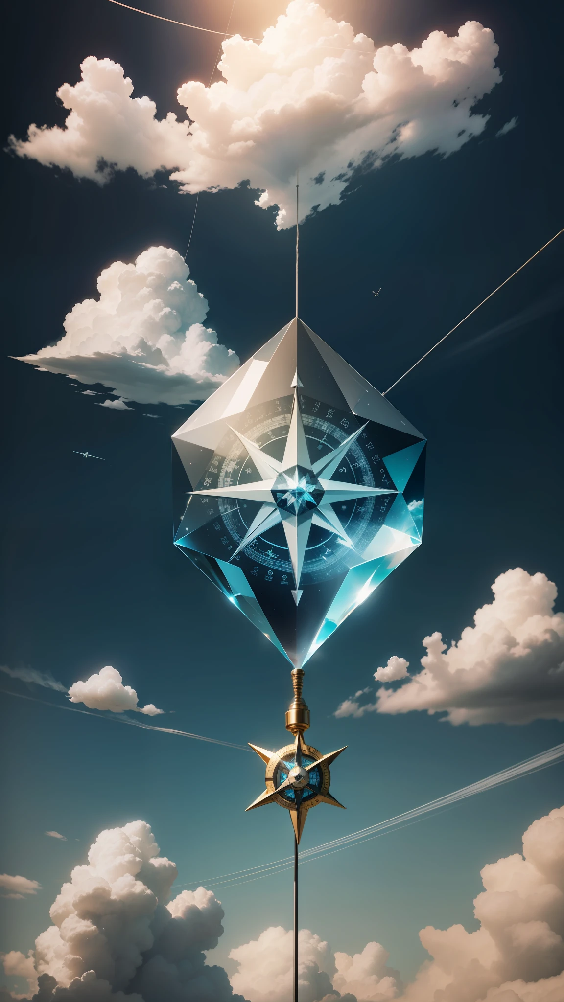 Diamond Cloud, with a compass in the middle, and a wire coming out of the Cloud with a lamp at the tip