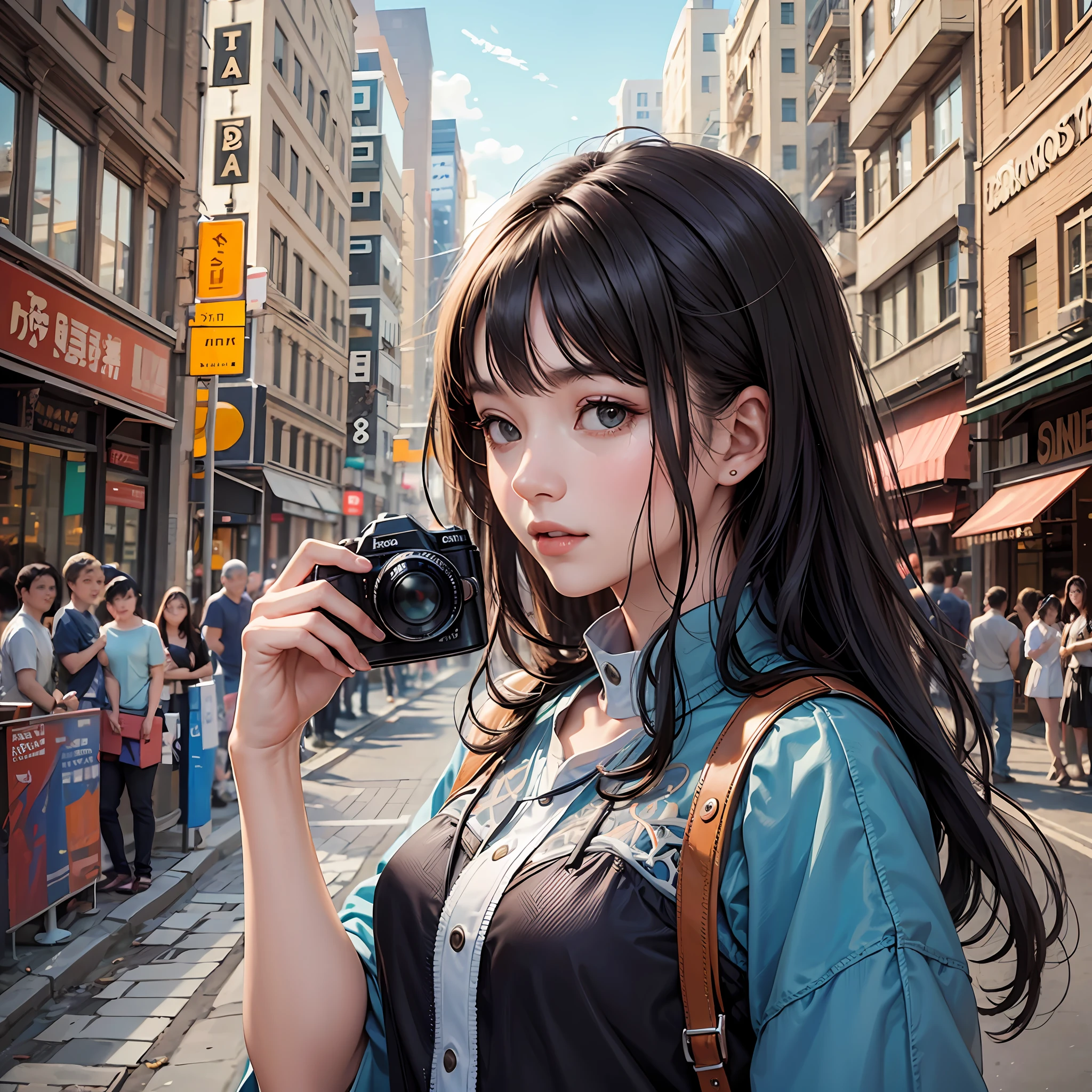 Masterpiece, a woman taking pictures with a professional camera --auto --s2