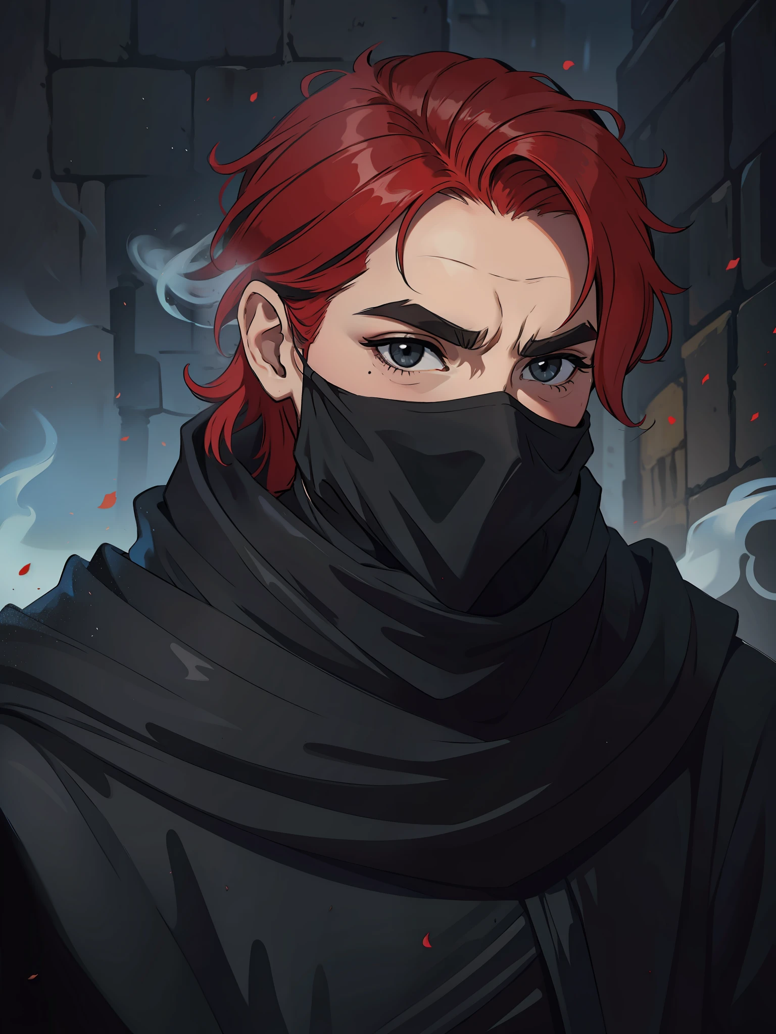 black robes covering the face face wrapped in black fabrics