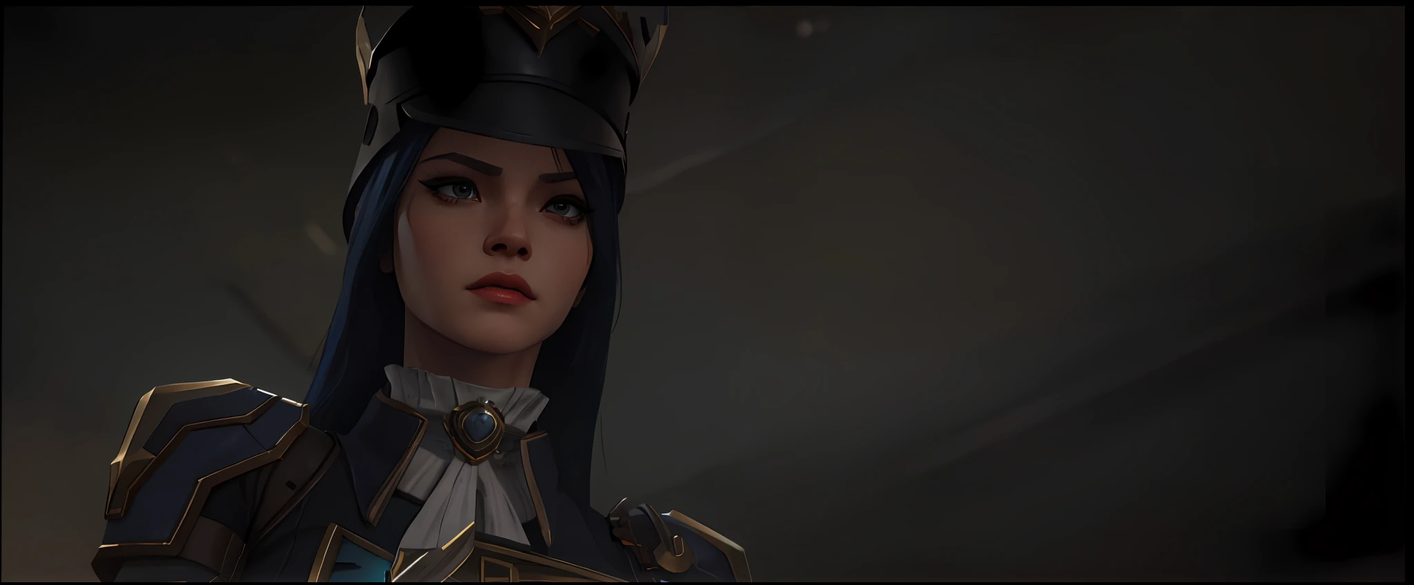 A closeup of a woman with a gun and a hat, Caitlyn from League of Legends, Unreal Engine 3d, highly detailed character, Valkyrie style character, female Paladin portrait, detailed character portrait, closeup of character art, unreal 5. RPG portrait, highly detailed character design, detailed character art, close-up character, character art portrait, ashe, artgerm. High detail