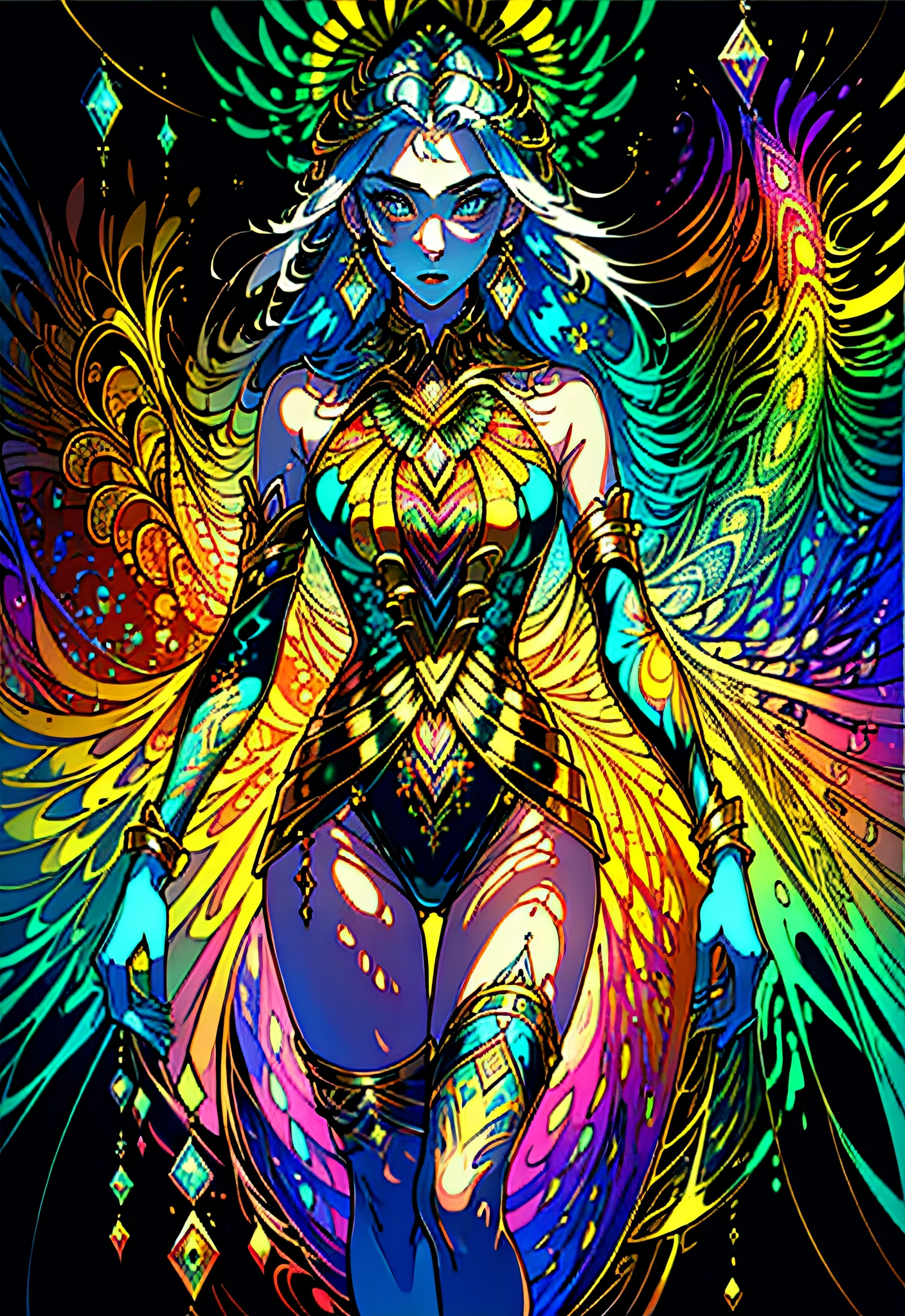 (masterpiece, top quality, best quality, official art, beautiful and aesthetic:1.2), (1girl:1.3), extremely detailed,(fractal art:1.2),colorful, highest detailed,(zentangle:1.2), (dynamic pose), (abstract background:1.5), (treditional dress:1.2), (shiny skin), (many colors:1.4), upper body