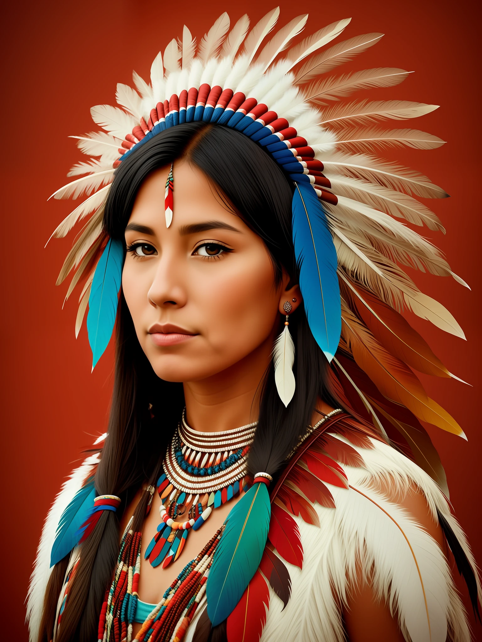 Native American beatuy, woman, designed by ppublish, feather, colors