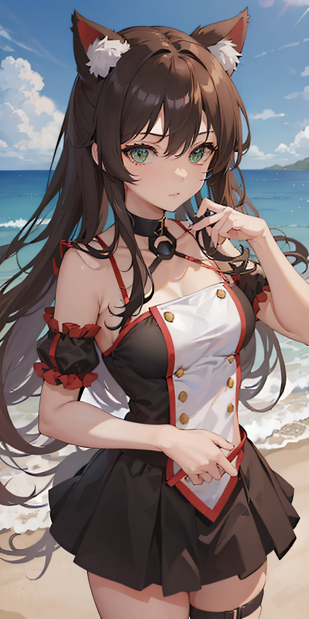((Best Quality, 8K)) Anime Girl with Long Hair and Cat Ears, Rin Tosaka, Anime Moe Art Style, Anime Style Like Fate/stay night, Long Hair Anime Girl, Very Cute Anime Girl Face, Nightcore, From Girl Frontline, Cute Anime Girl Portrait, Anime Girl with Cat Ears, High Quality Anime Art Style, Beautiful anime woman"