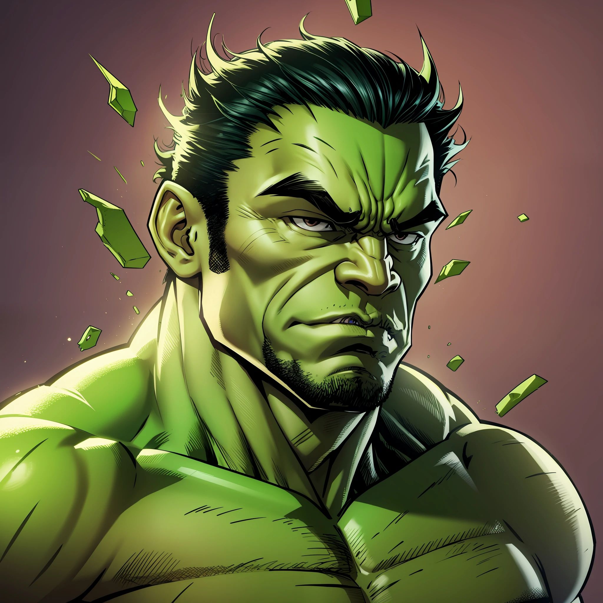 strong mulatto man small eyes fleshy lips high cheek rounded head Hulk in suit high definition --auto --s2
