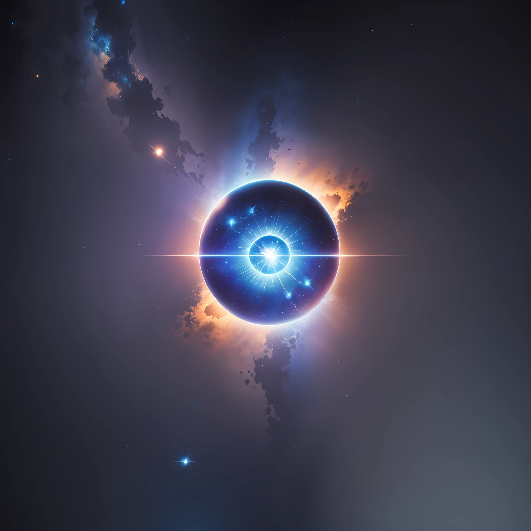 dark background, space, blue sun