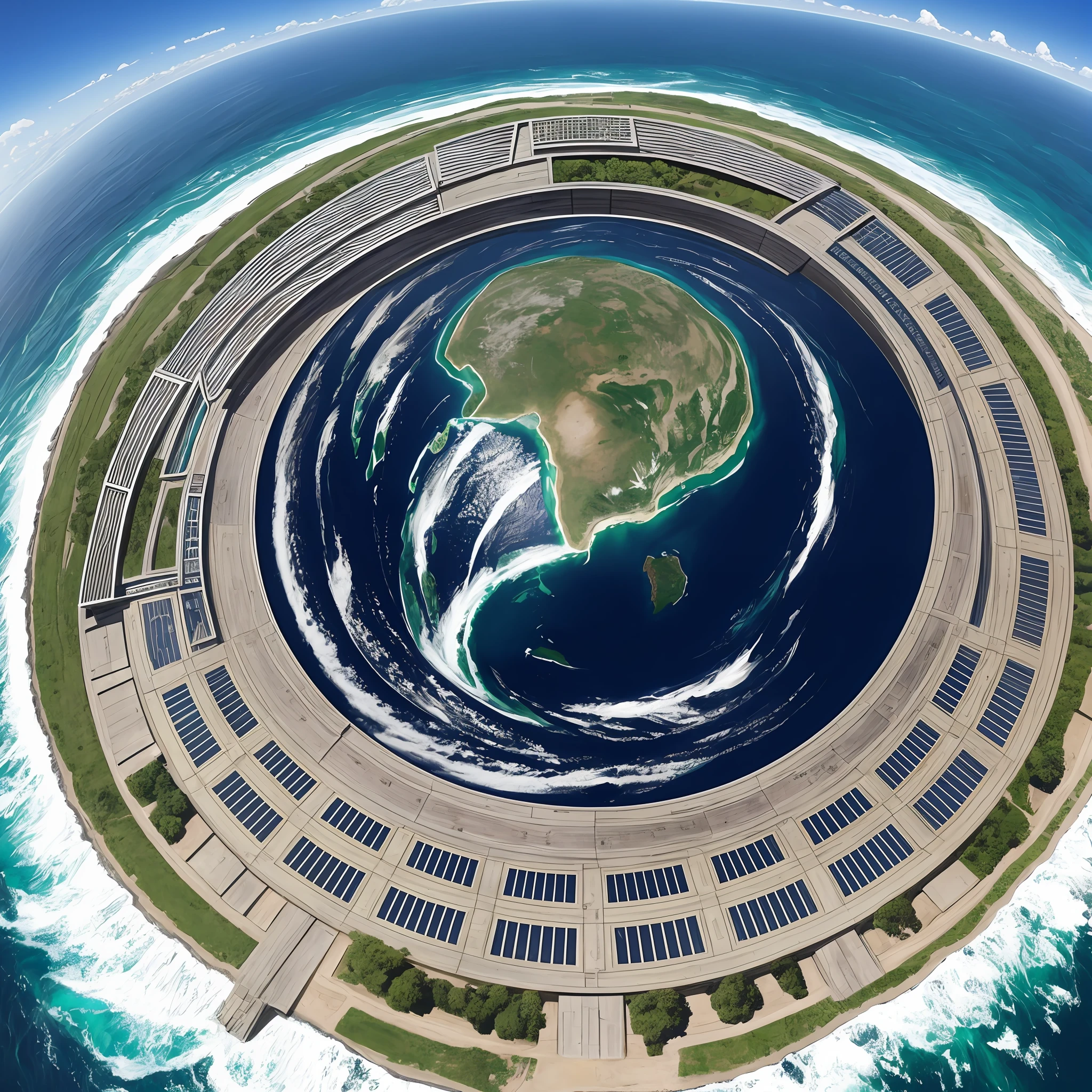 "The gate to the future: draw the Earth from above, with a large metal gate in the center --auto --s2